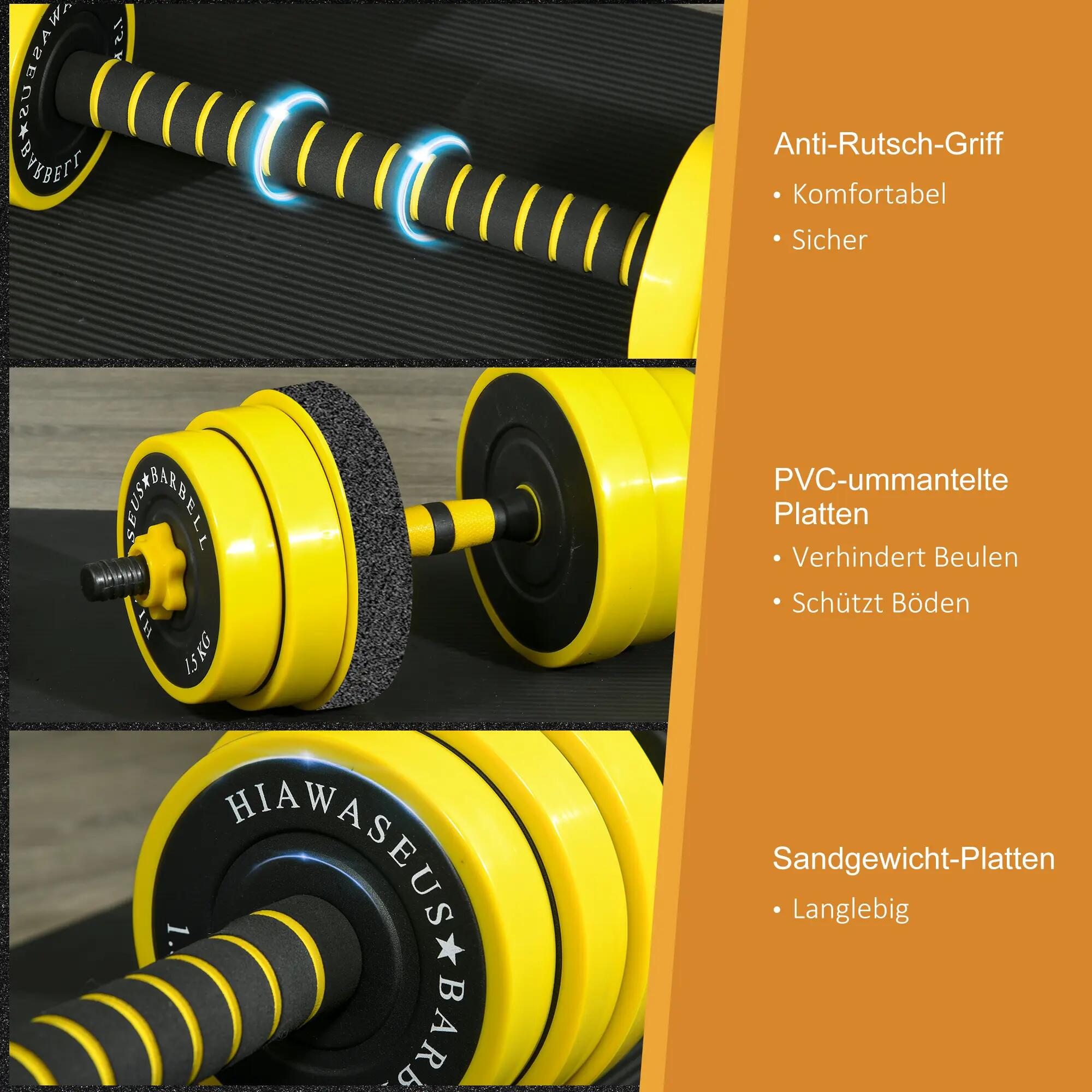 Haltères et barre de 25 kg, kit d'haltères ergonomique 3 en 1 réglable, 12 disqu 7/9
