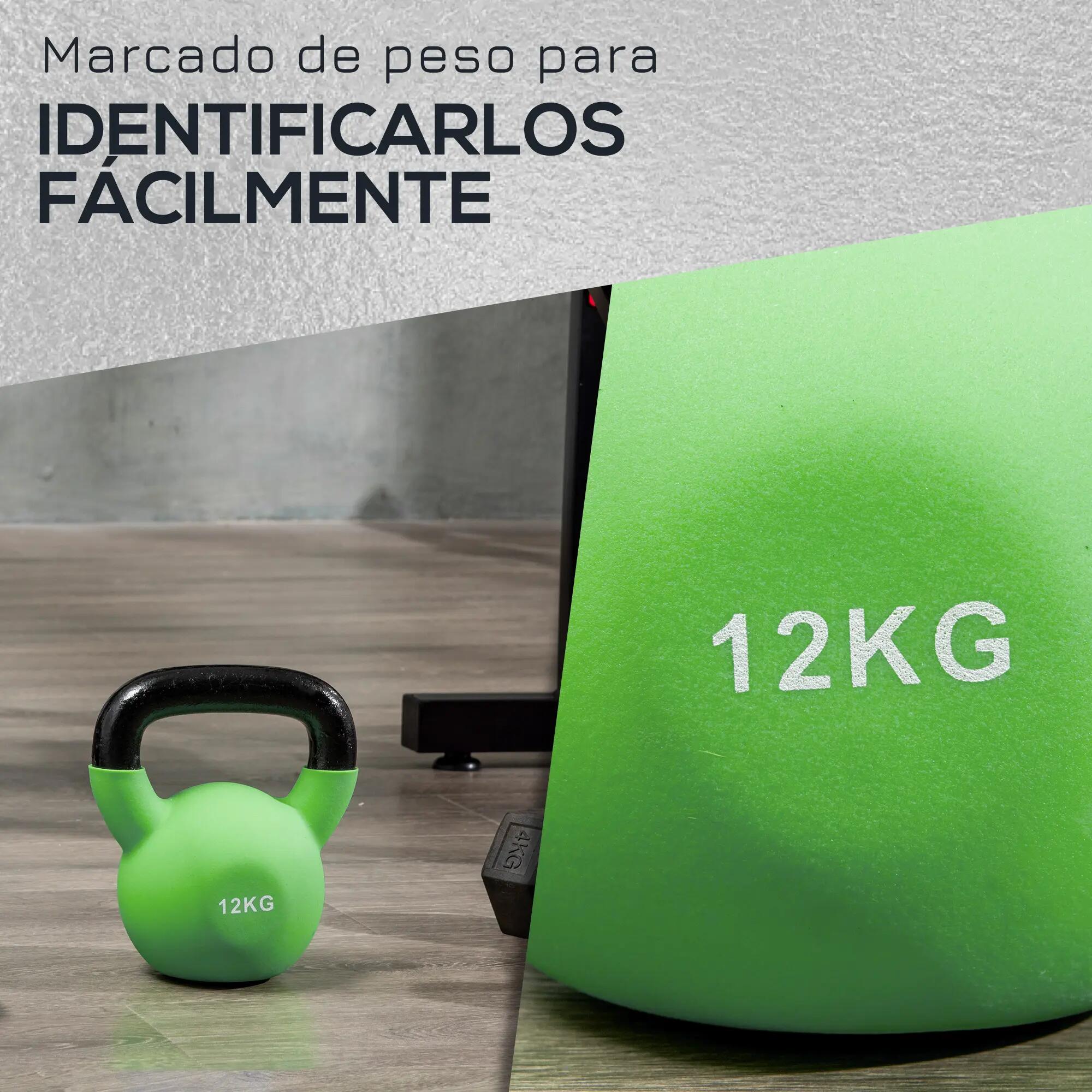 Kettlebell en fonte de 12 kg avec revêtement en néoprène pour musculation, 20 x 8/9