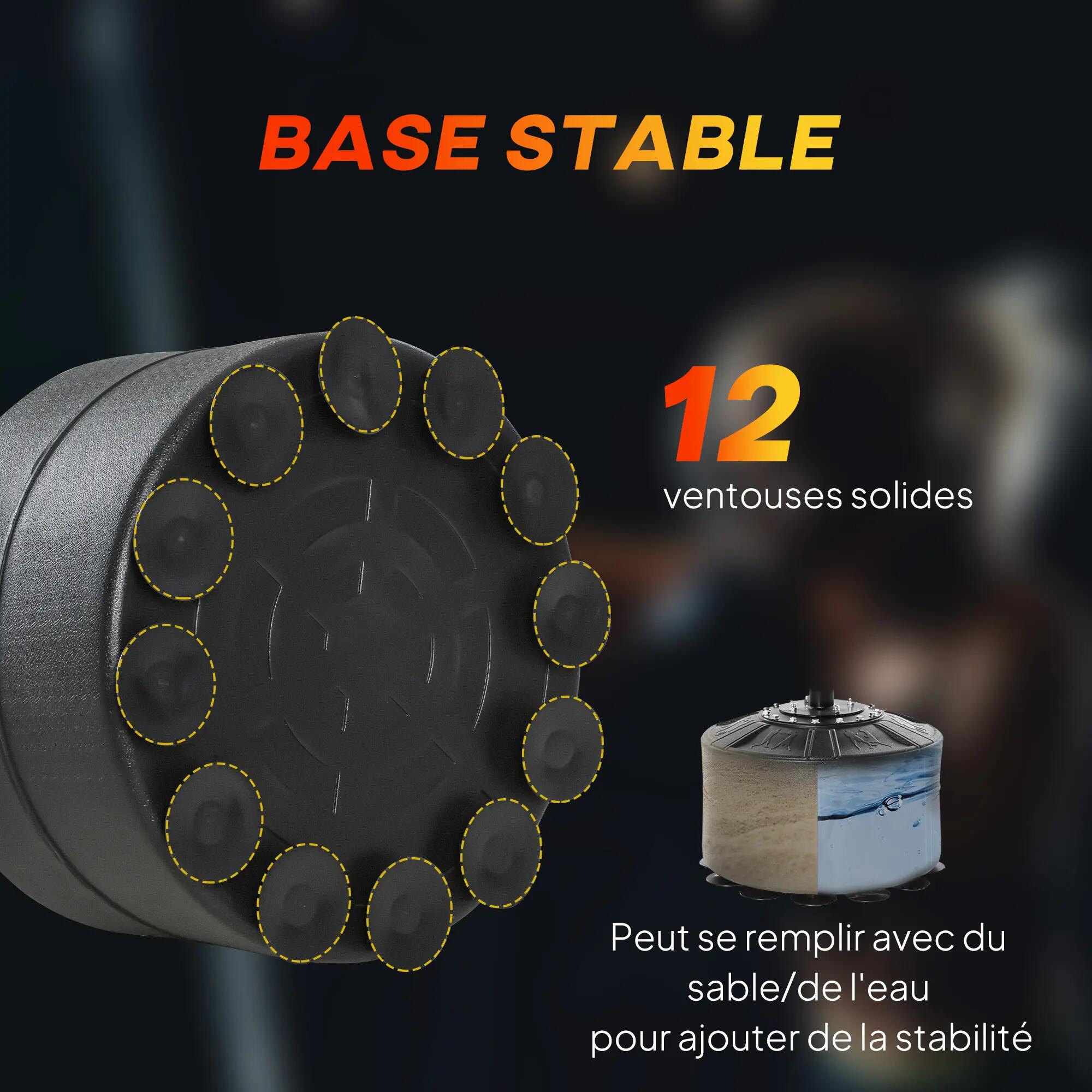 Sac de frappe sur pied 4 en 1, punching ball autonome 2 balles de vitesse barre 8/9