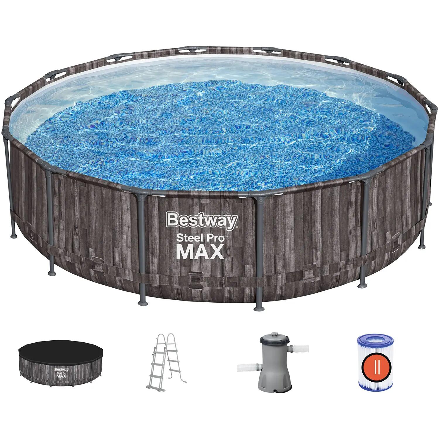 Piscina desmontable Bestway Steel Pro Max 427 diseño de madera marrón 3/6