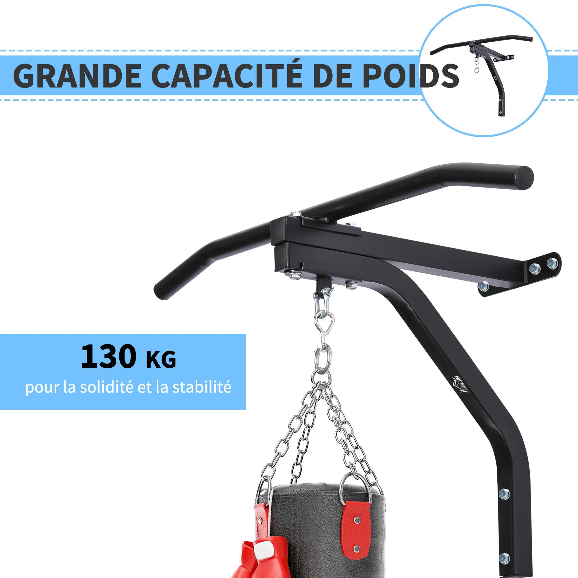 Support sac de boxe fixation sac de frappe barre de traction intégrée charge max 7/9