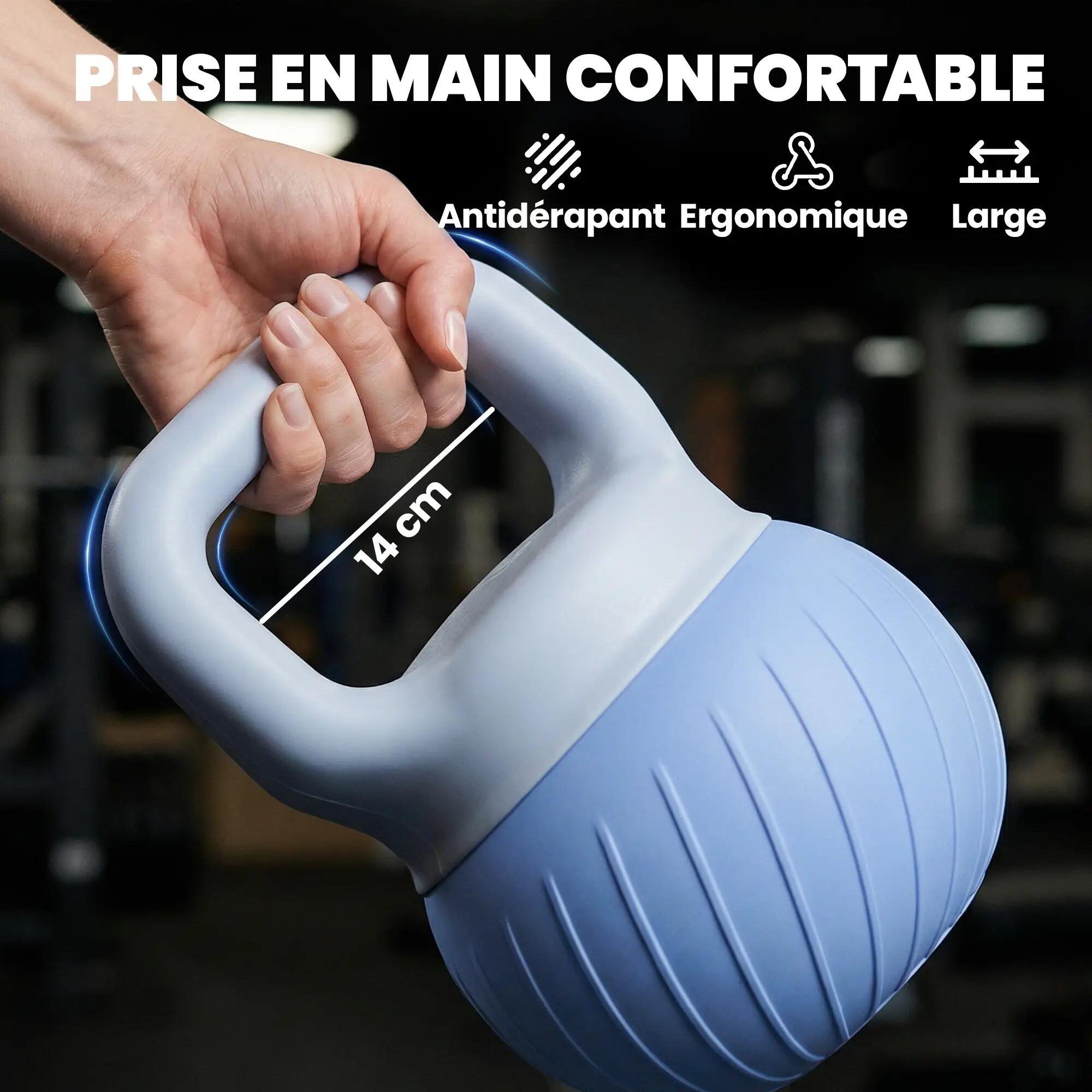 Kettlebell 10 kg, haltère avec poignée Antidérapante ergonomique, haltère à boul 7/9