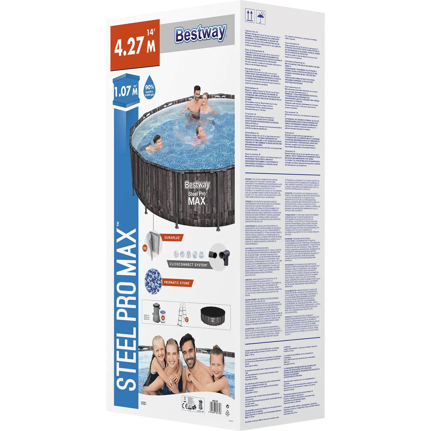 Piscina desmontable Bestway Steel Pro Max 427 diseño de madera marrón 2/6