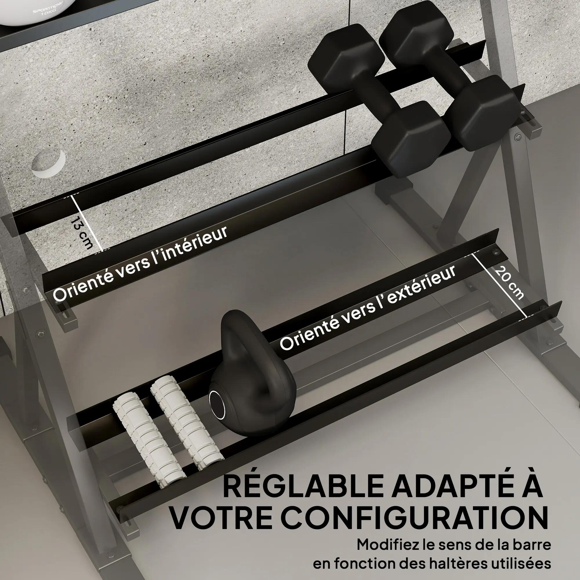 Support pour haltères à 3 niveaux, support de poids réglable en acier pour haltè 7/9