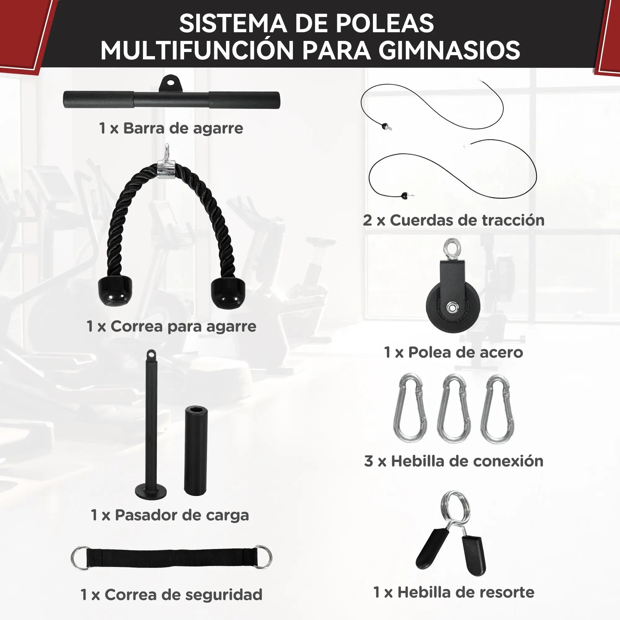 Système de poulies à câbles pour musculation en salle de sport : tirage vertical 6/9