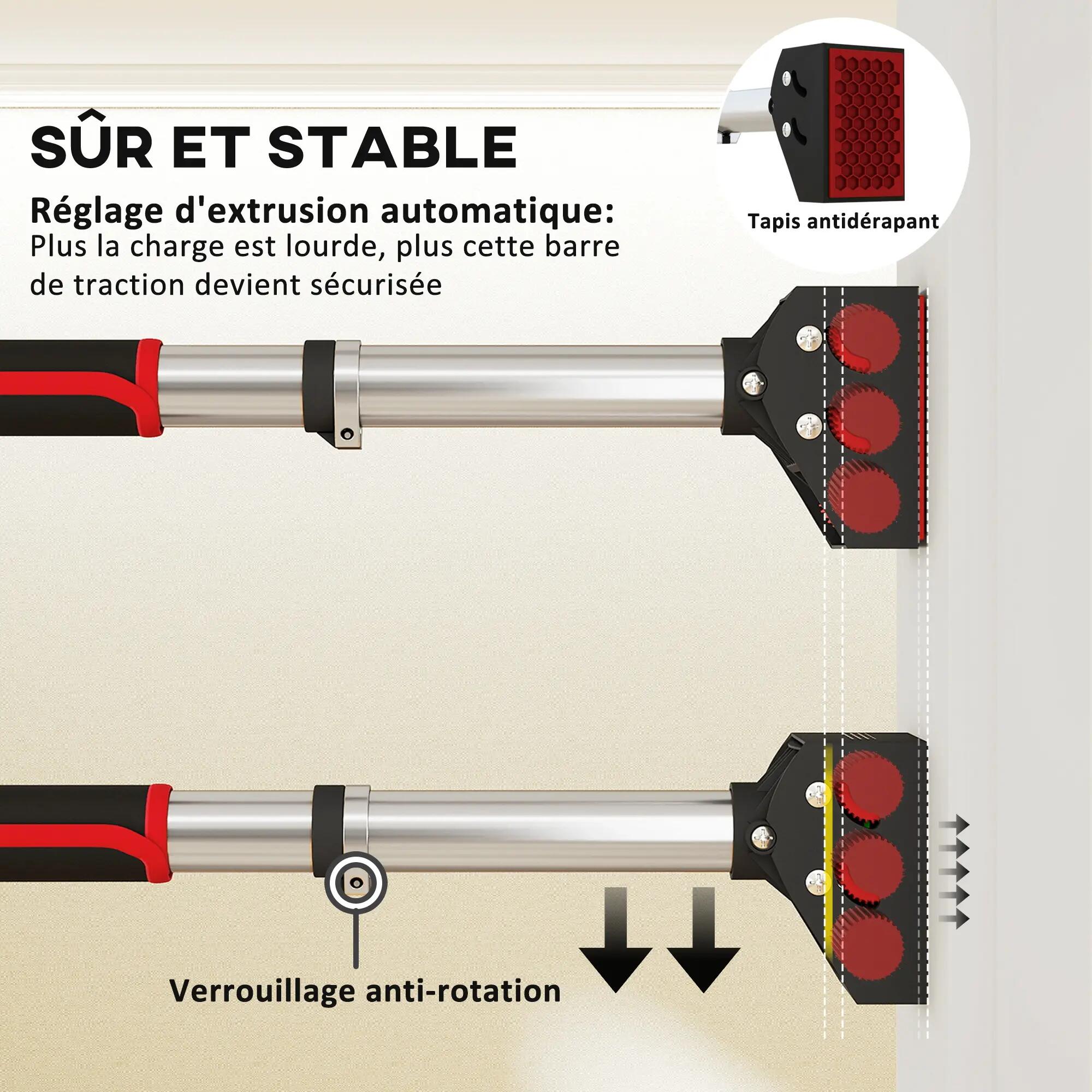 Barre de traction pour porte, barre de musculation pour cadres de porte sans vis 8/9