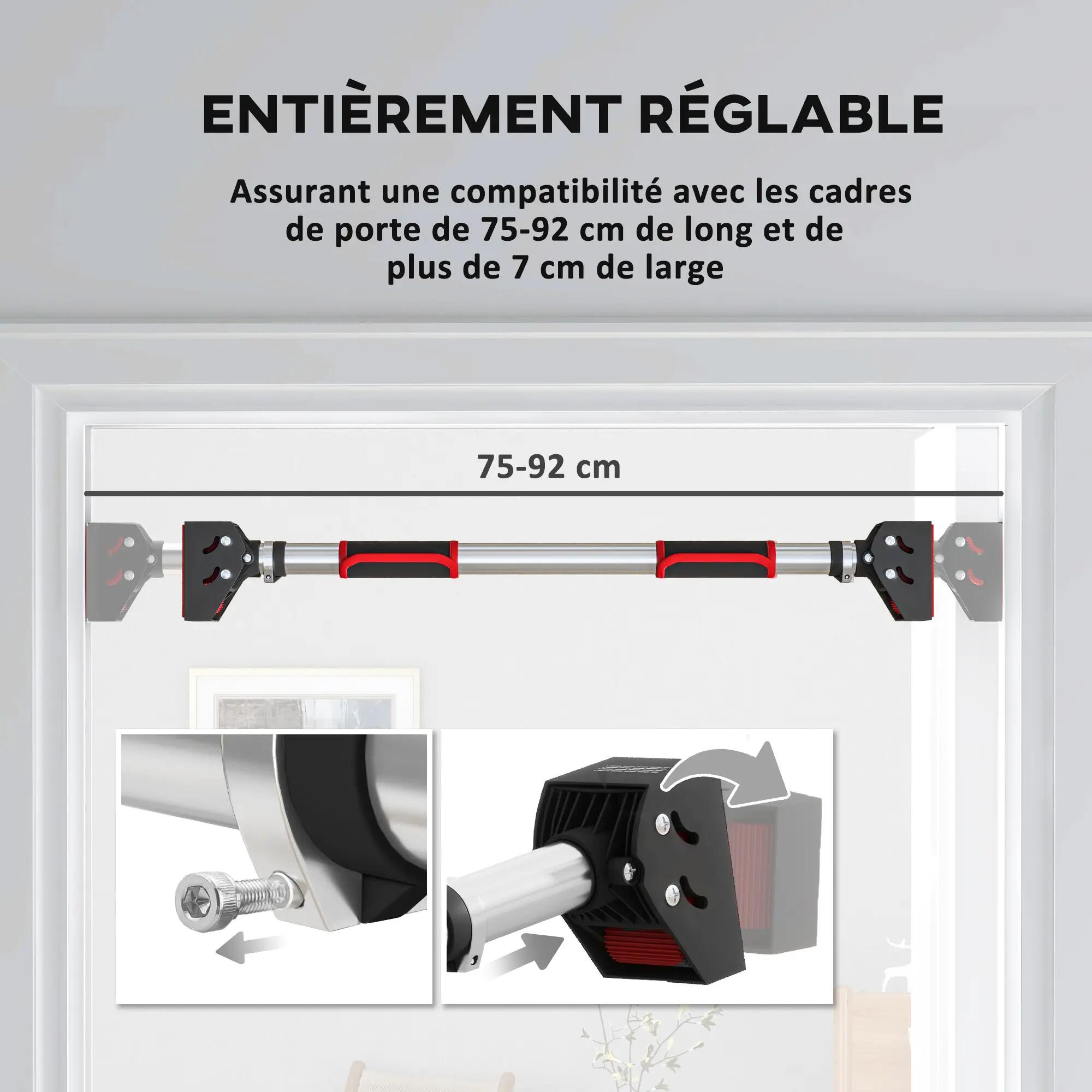 Barre de traction pour porte, barre de musculation pour cadres de porte sans vis 7/9