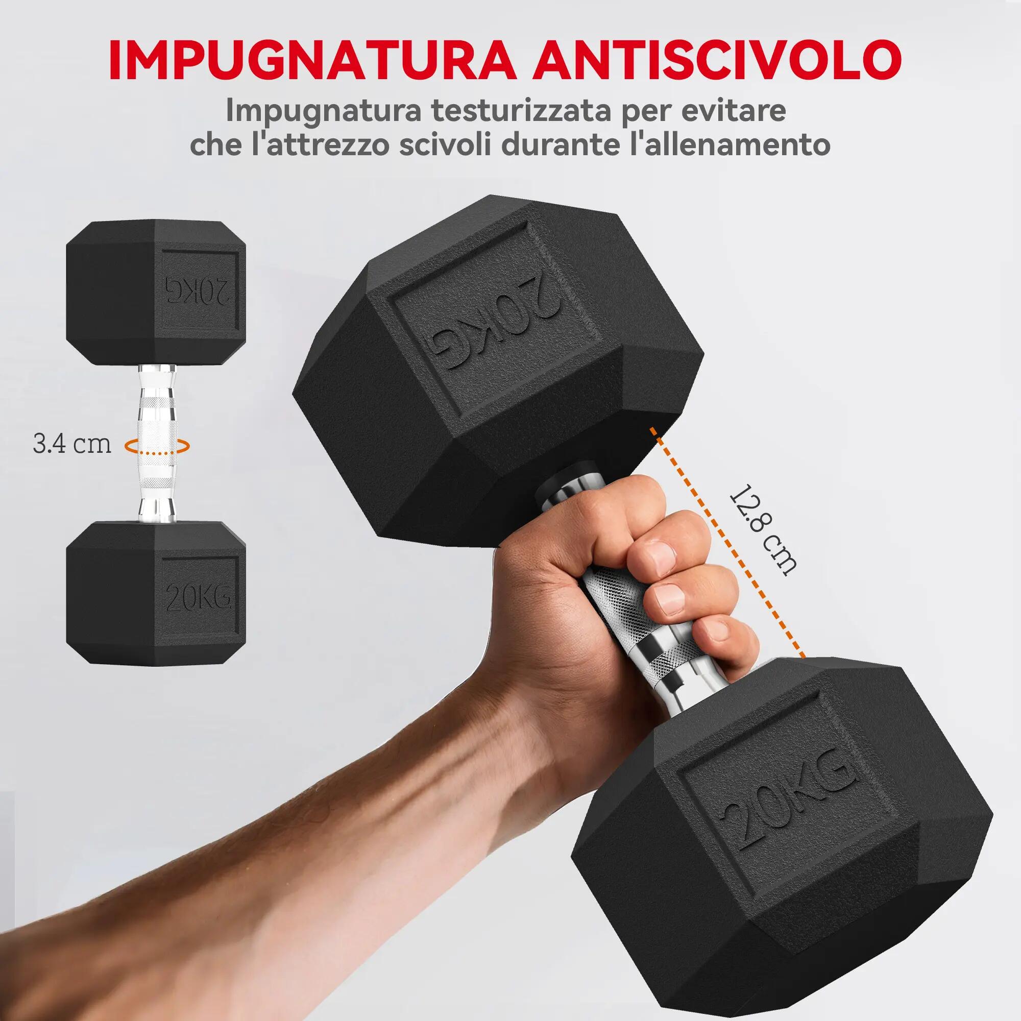 Haltère hexagonale de 20 kg en acier et caoutchouc pour la salle de sport, la ma 7/9