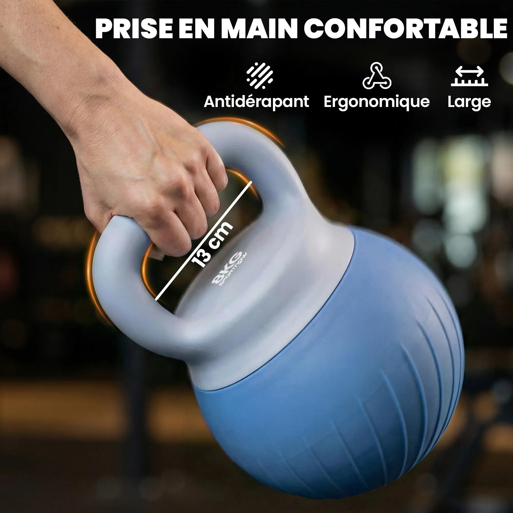 Kettlebell 8 kg, Haltère avec Poignée Ergonomique Antidérapante, Haltère à Boule 7/9