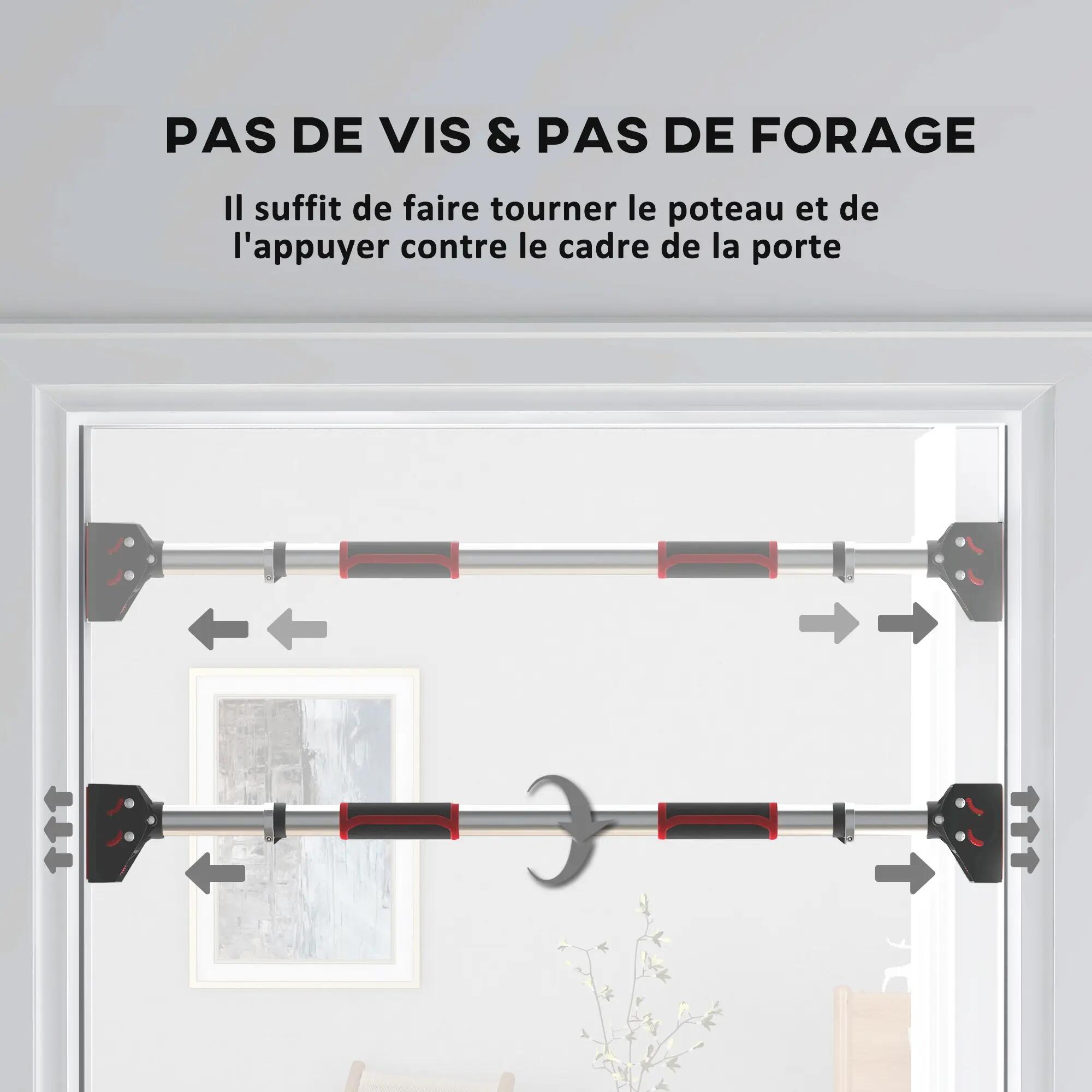 Barre de traction pour porte, barre de musculation pour cadres de porte sans vis 6/9