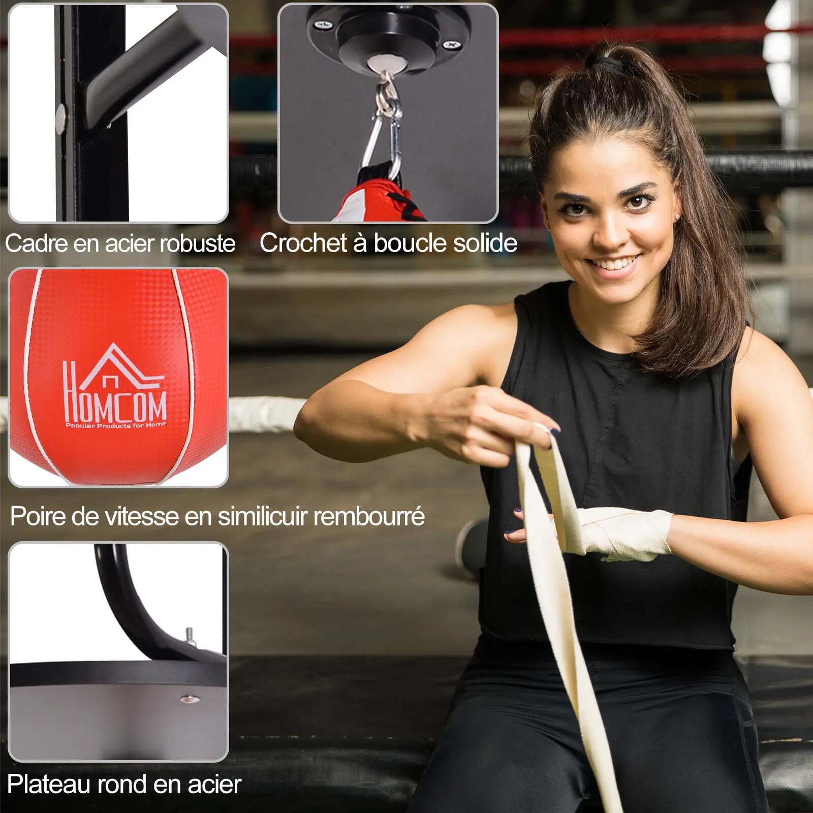Punching Ball Poire de Vitesse Boxe avec Support Plateau tournant + Pompe en boi 8/9