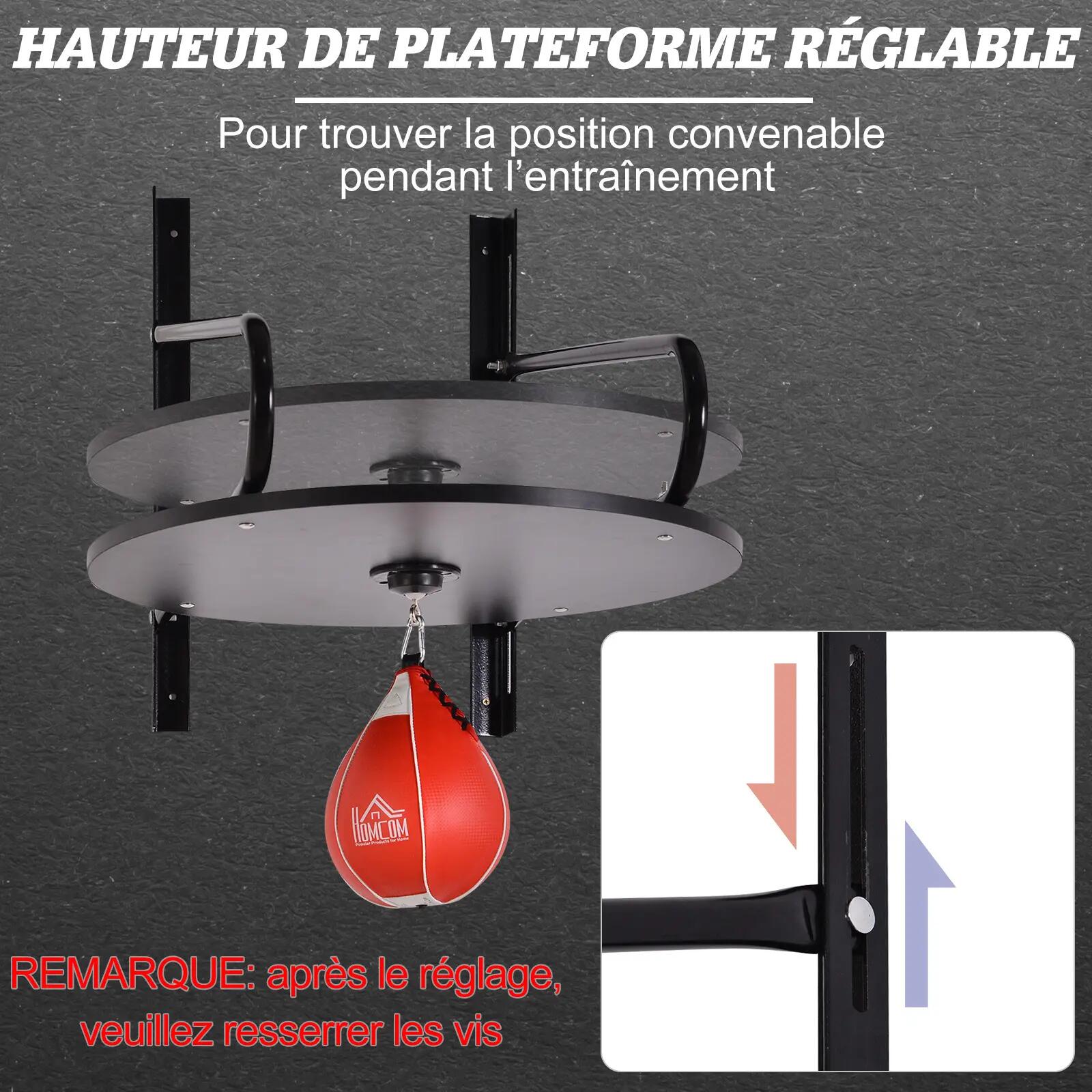 Punching Ball Poire de Vitesse Boxe avec Support Plateau tournant + Pompe en boi 7/9