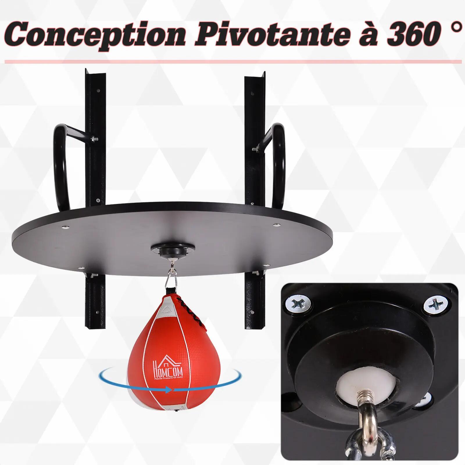 Punching Ball Poire de Vitesse Boxe avec Support Plateau tournant + Pompe en boi 6/9