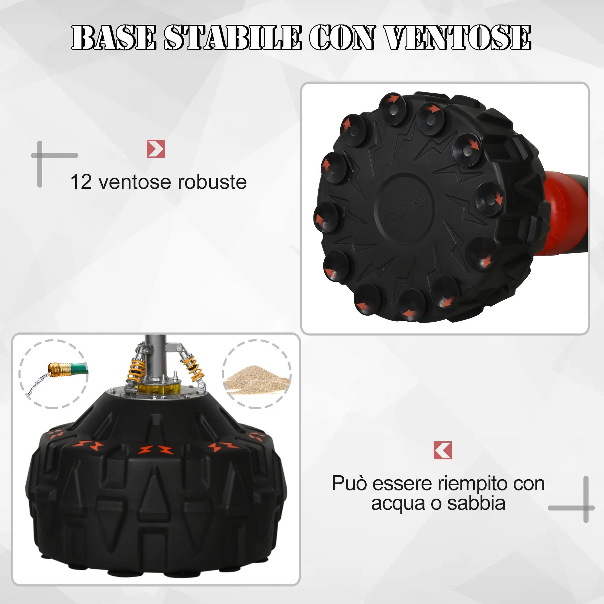 Sac de frappe autoportant pour adulte, 180 cm, avec 10 ventouses, idéal pour la 8/9