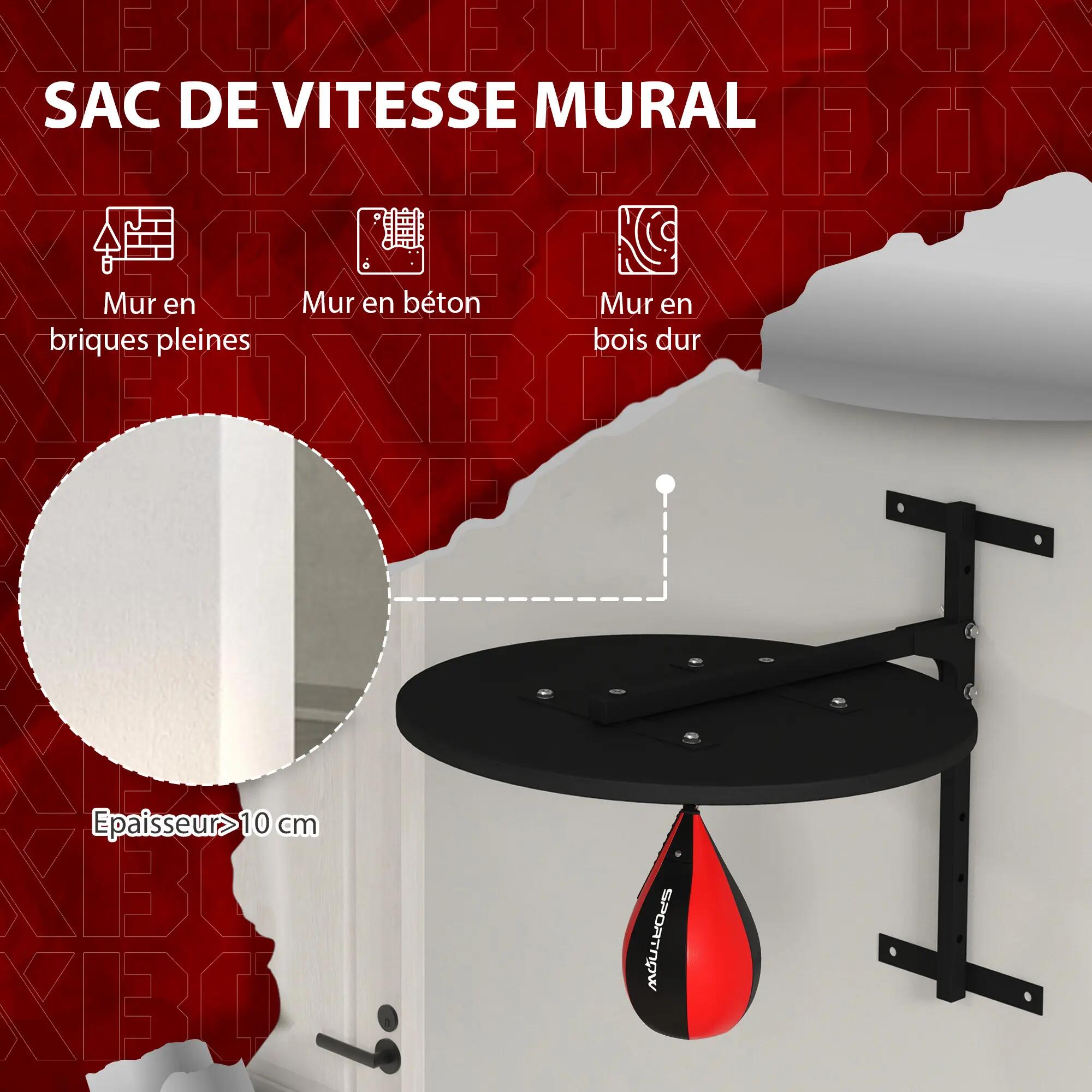 Plateforme murale avec poire de vitesse sac de frappe pour entraînement de boxe, 7/9