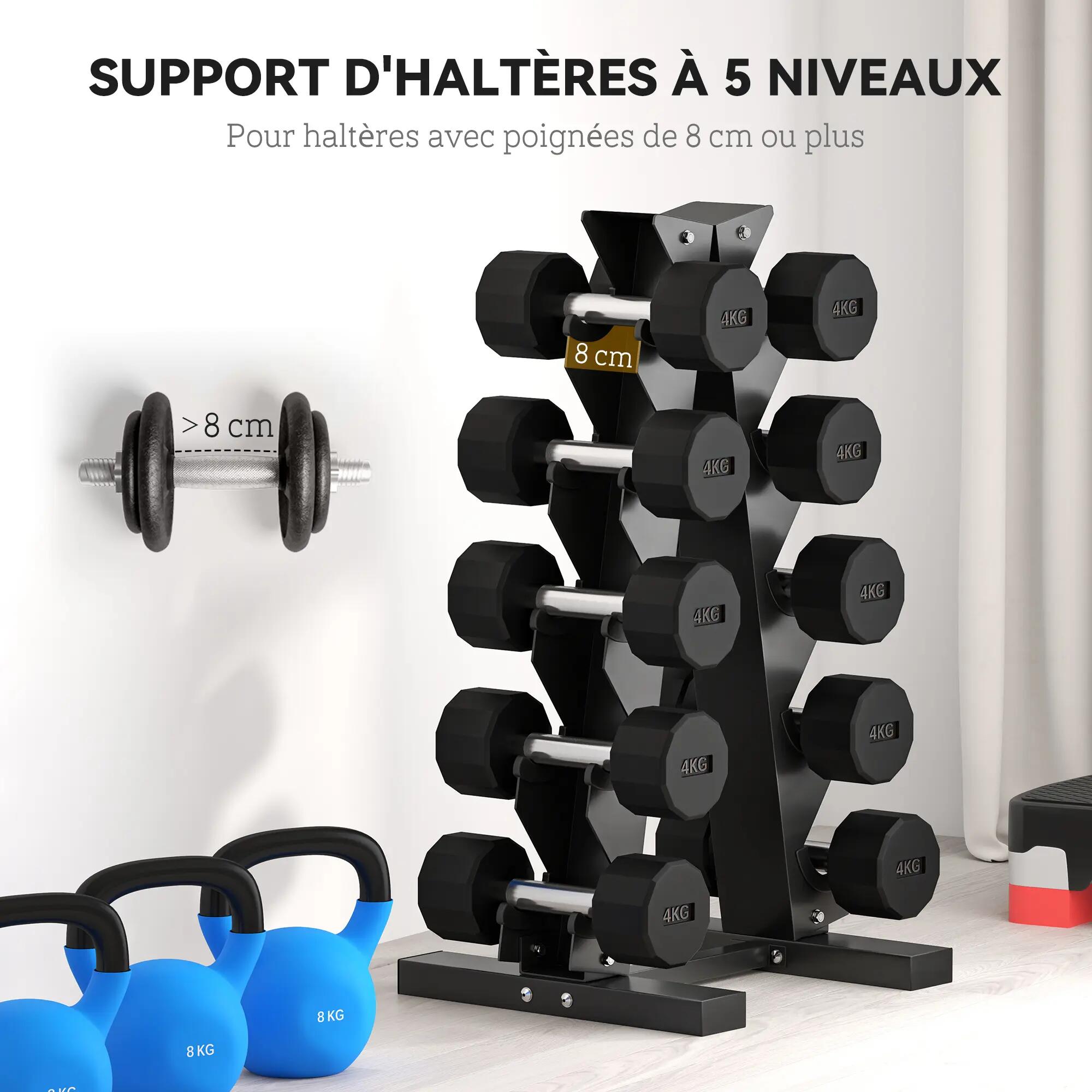 Support d'haltères à 5 niveaux stockage d'haltères en acier pour musculation Cha 6/9