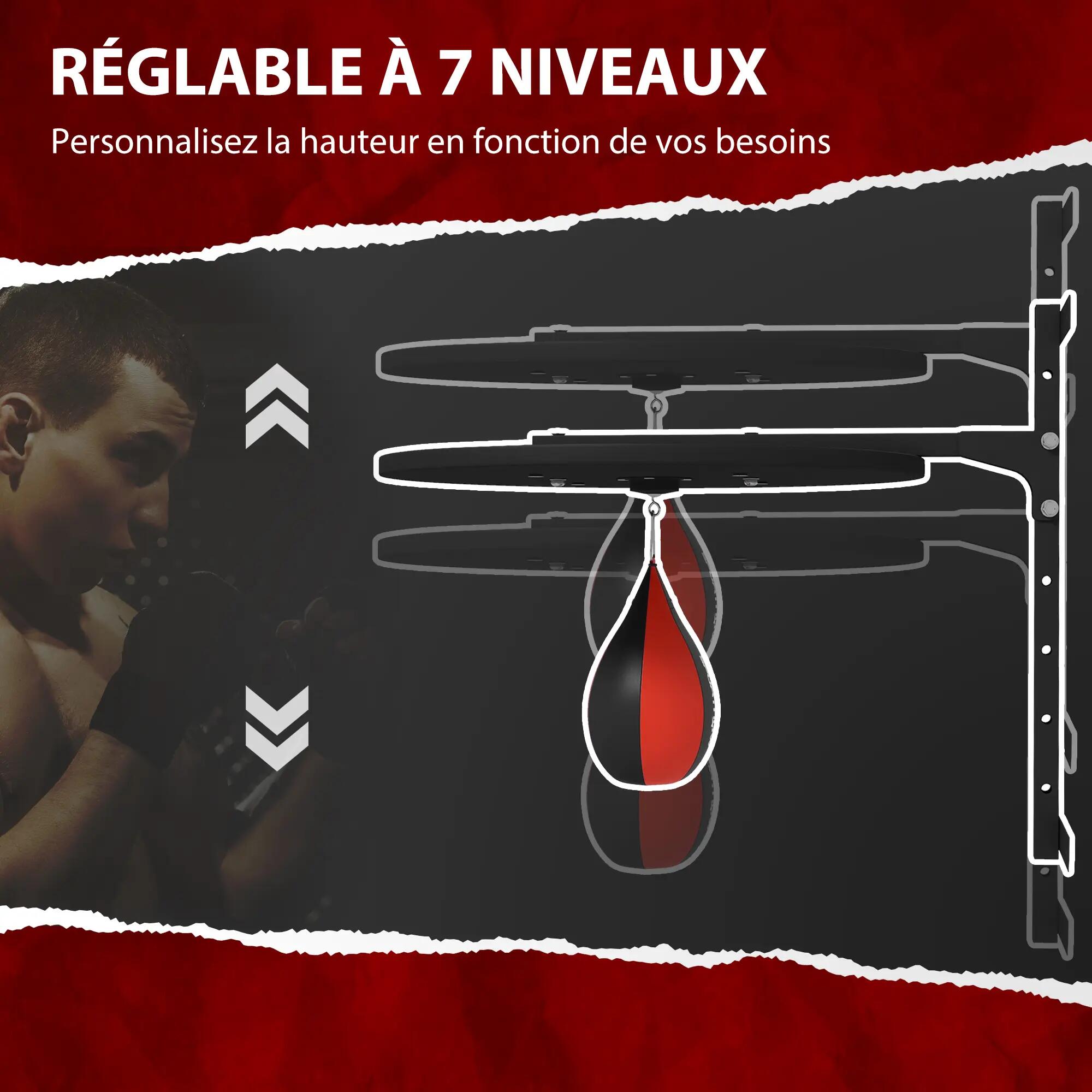 Plateforme murale avec poire de vitesse sac de frappe pour entraînement de boxe, 6/9