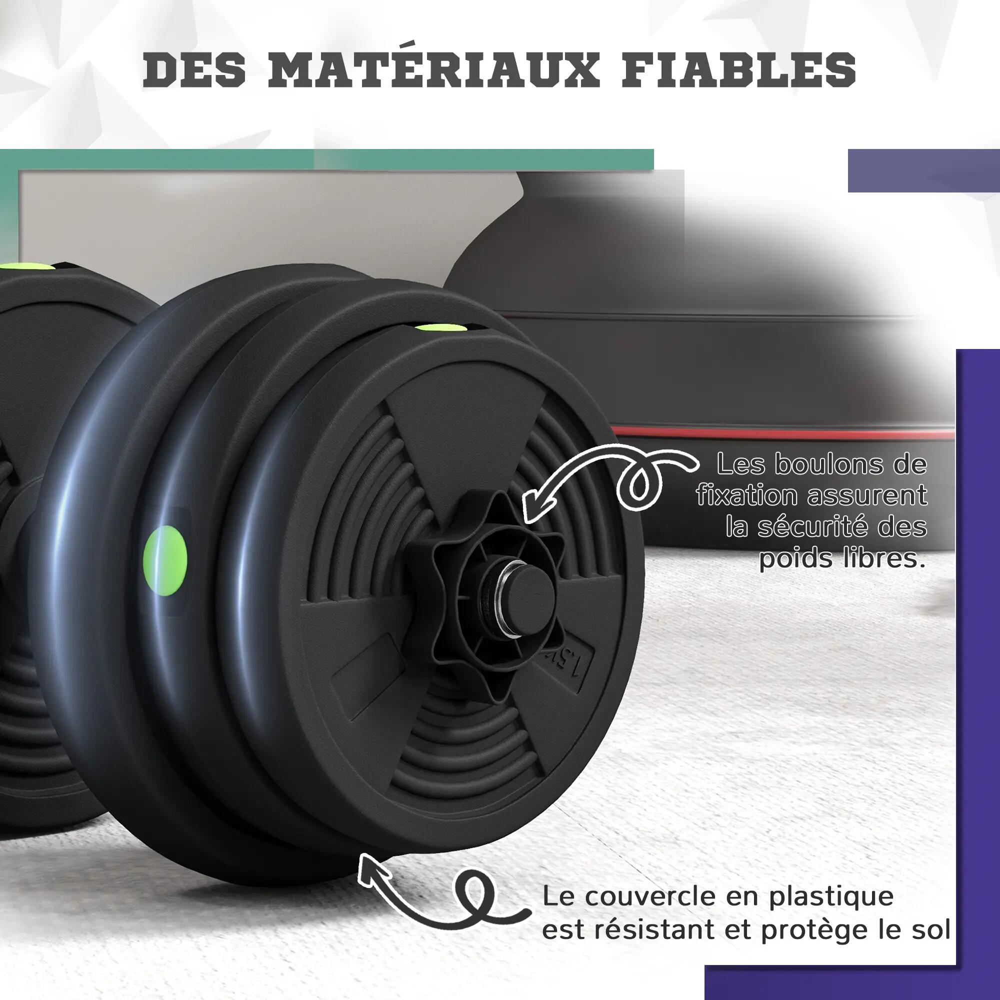 Haltères 2 en 1 réglables, haltères libres avec poignées antidérapantes, 25 KG - 9/9