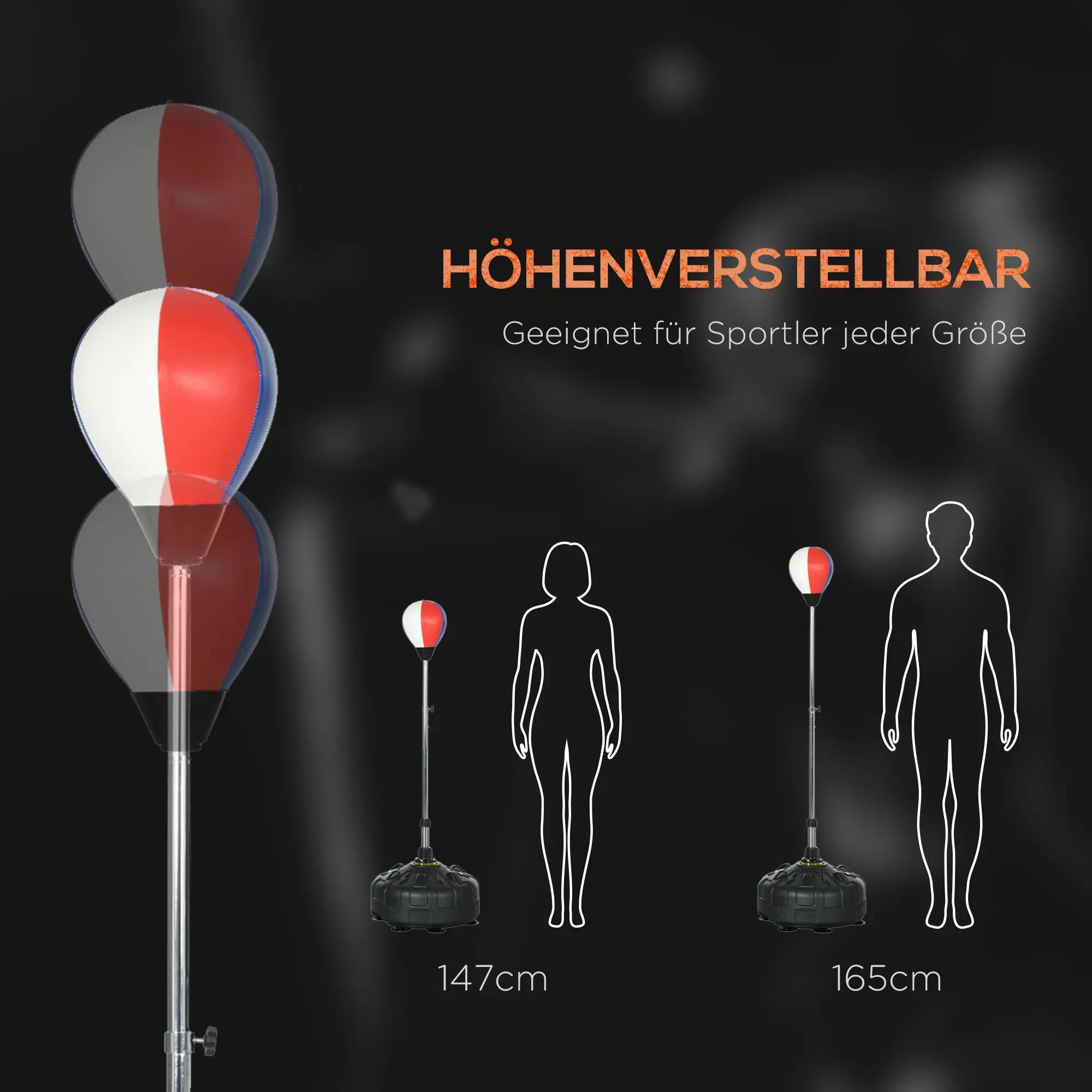 Ballon de frappe, hauteur réglable de 147 à 165 cm, base lestable, acier, noir, 7/9