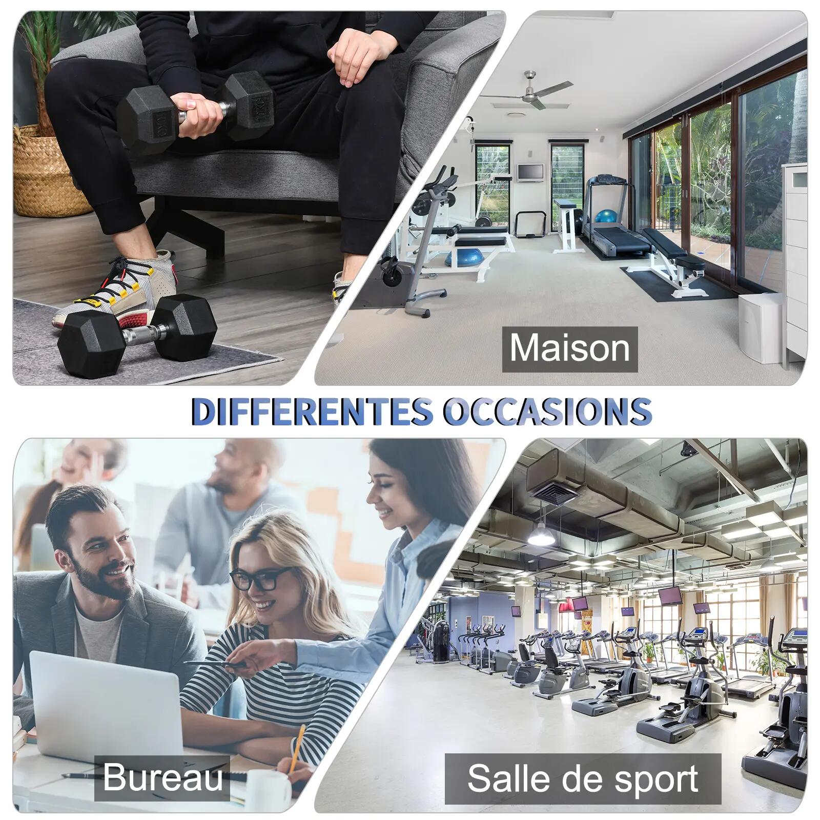 Ensemble d'haltères courtes total 2 x 10 Kg, haltères musculation fitness pour h 8/9