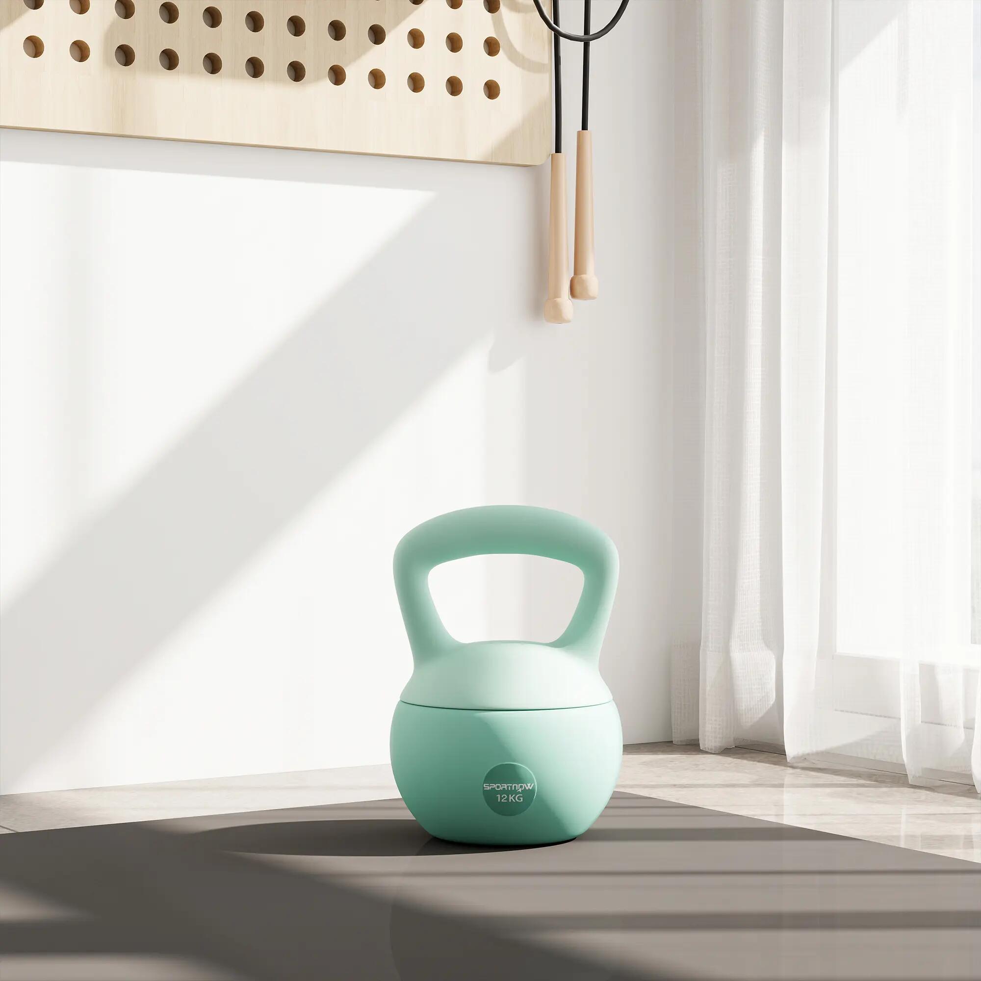 Kettlebell de 12 kg, lestée de sable, avec poignée métallique antidérapante pour 9/9