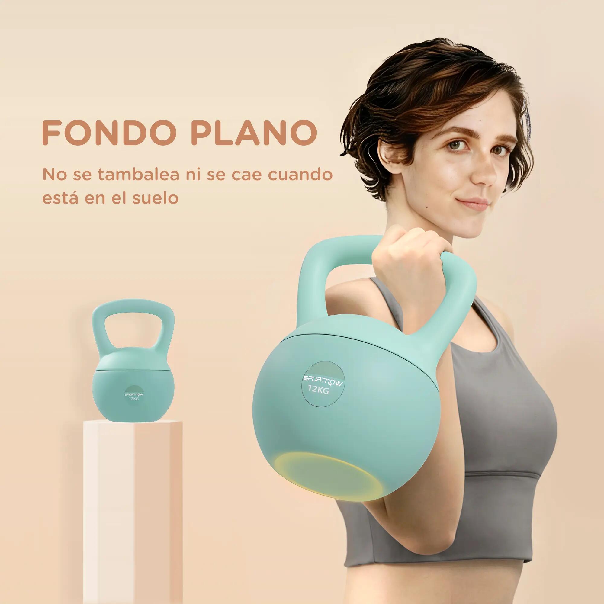 Kettlebell de 12 kg, lestée de sable, avec poignée métallique antidérapante pour 8/9