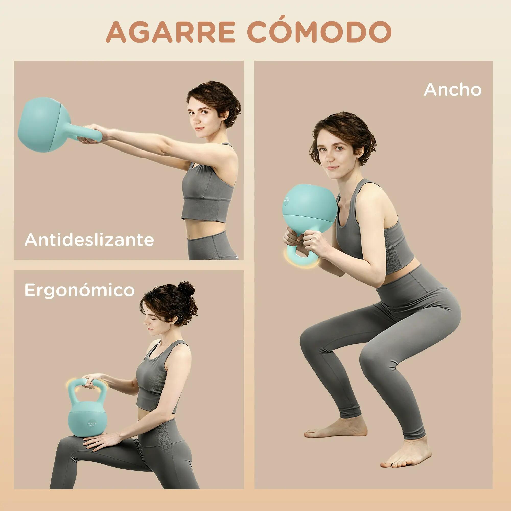 Kettlebell de 12 kg, lestée de sable, avec poignée métallique antidérapante pour 7/9