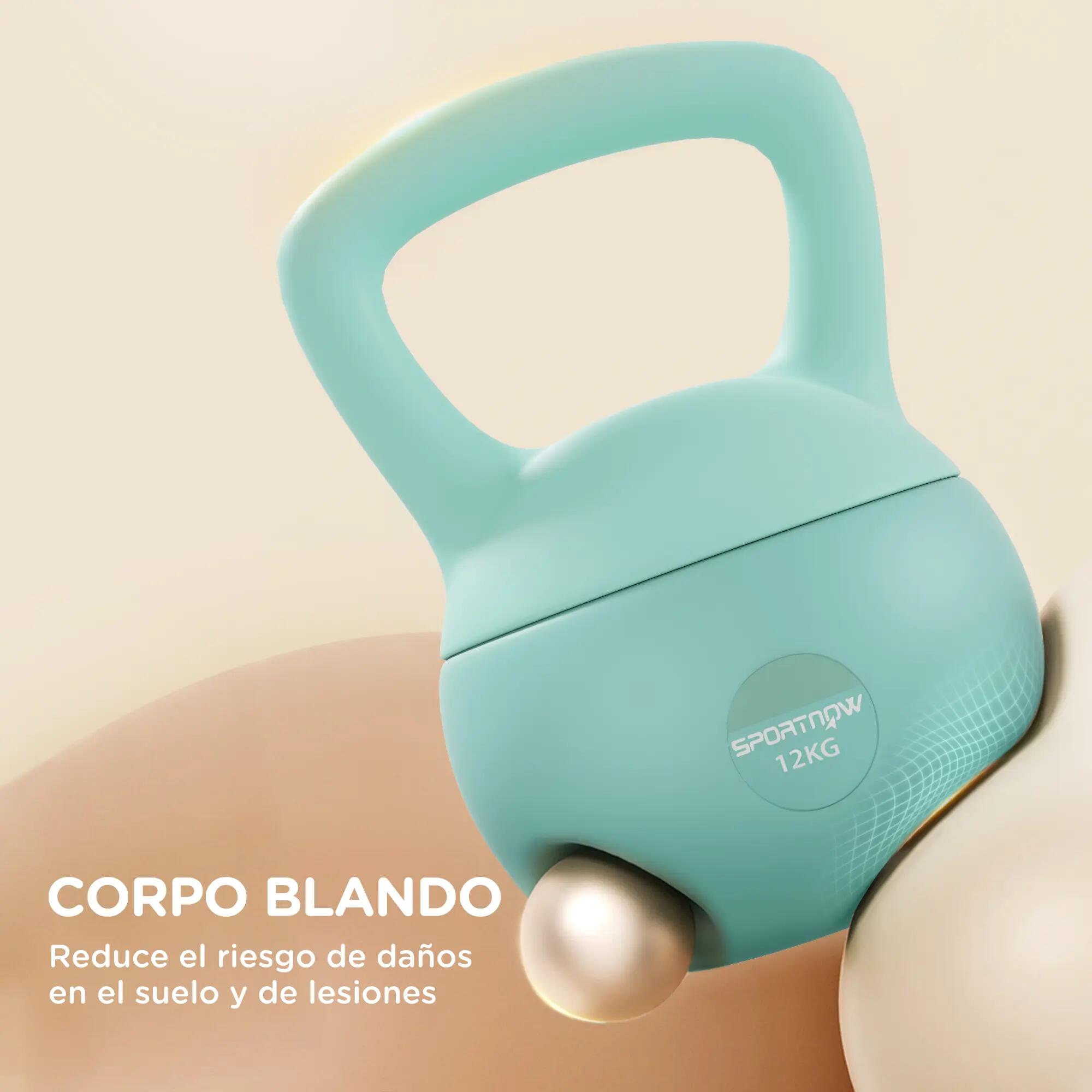 Kettlebell de 12 kg, lestée de sable, avec poignée métallique antidérapante pour 6/9