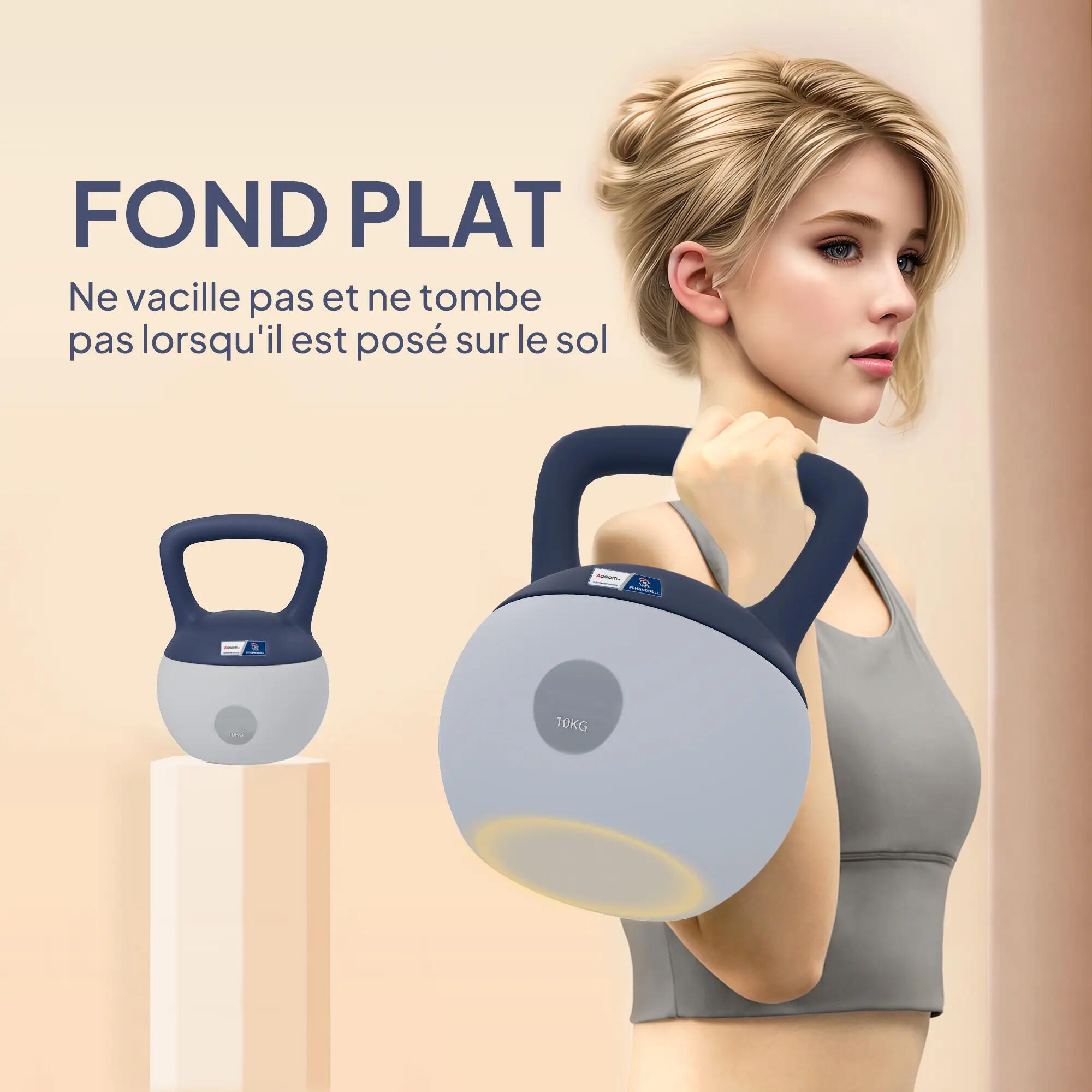 Kettlebell 10kg - Collaboration .fr x FFHandball - haltère avec poignée antidéra 8/9