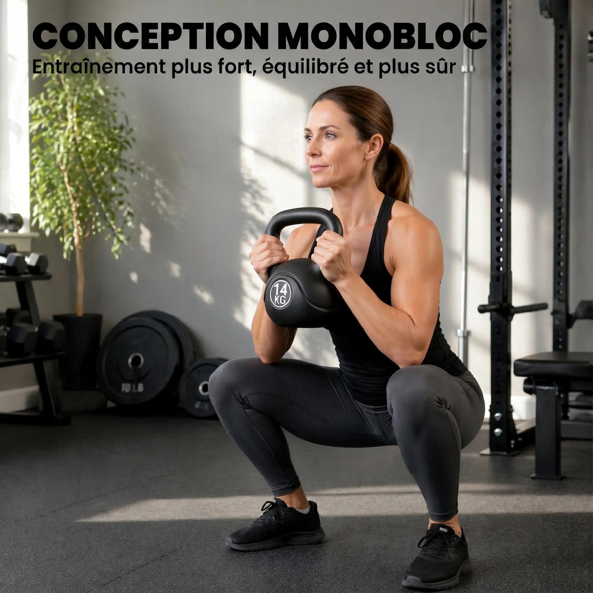 Kettlebell 14 kg, haltère avec poignée ergonomique, haltère à boule, musculation 9/9