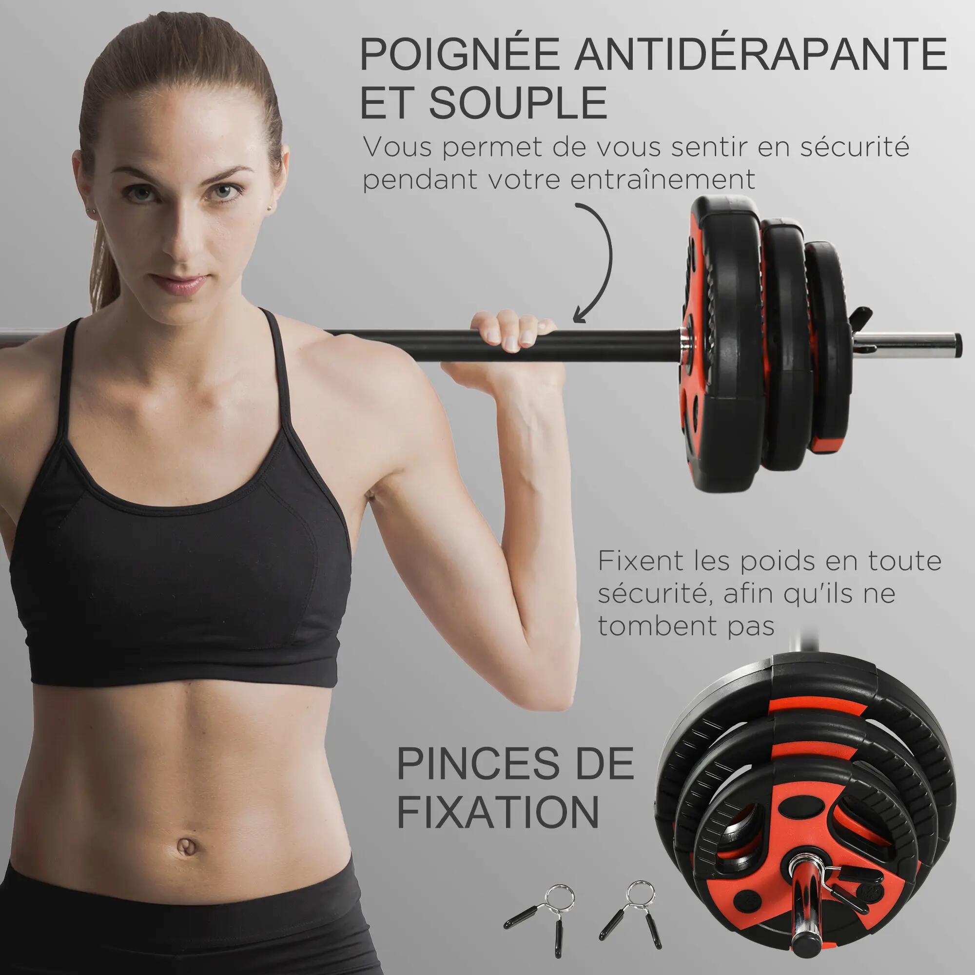 Ensemble d'haltère 20 kg kit barre de musculation avec poignée antidérapante, po 8/9