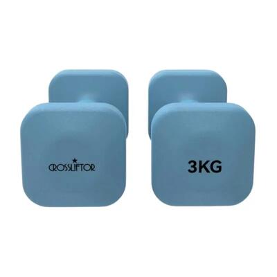 Vierkante pvc-hantels - paar 3 kg (totaal gewicht 6 kg)
