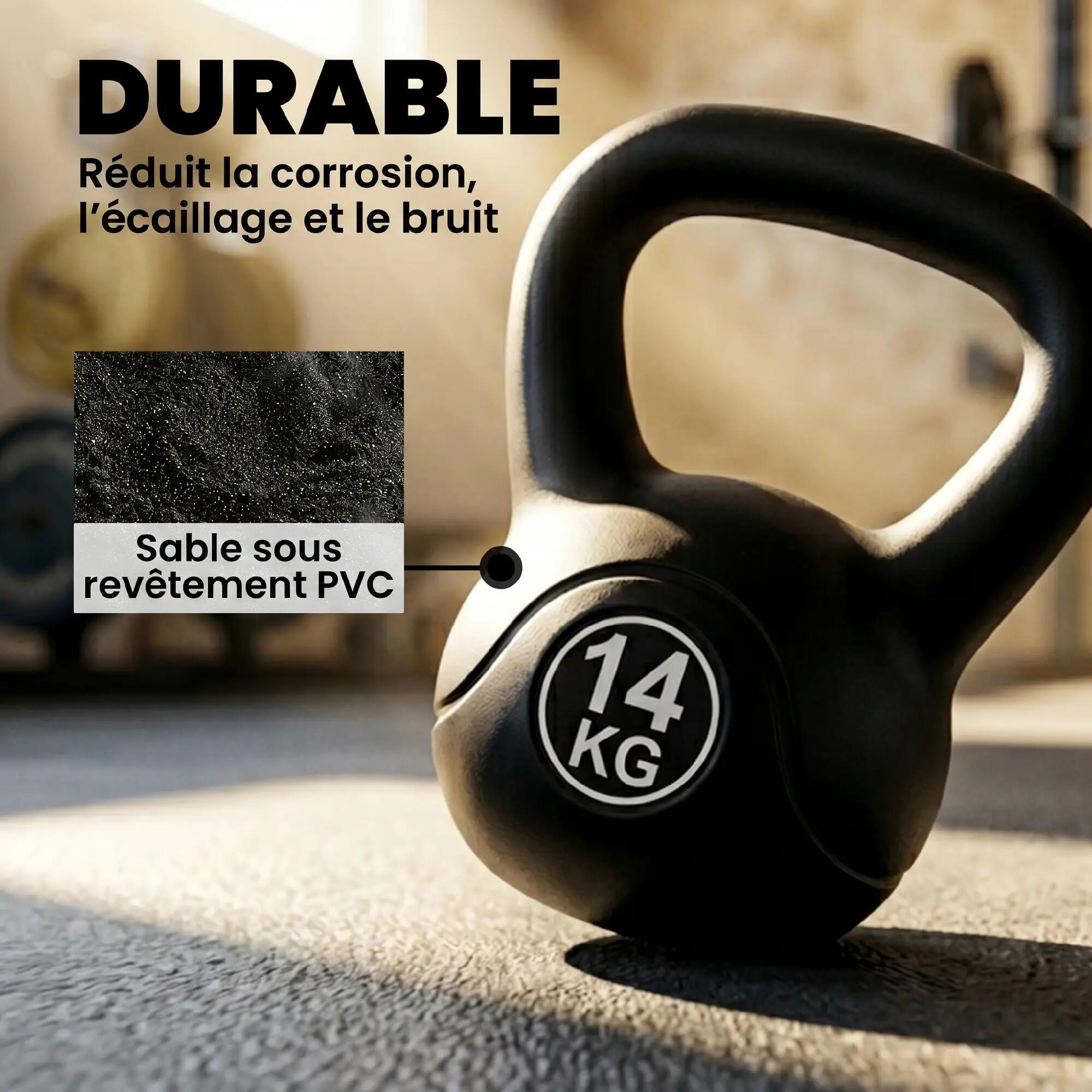 Kettlebell 14 kg, haltère avec poignée ergonomique, haltère à boule, musculation 7/9