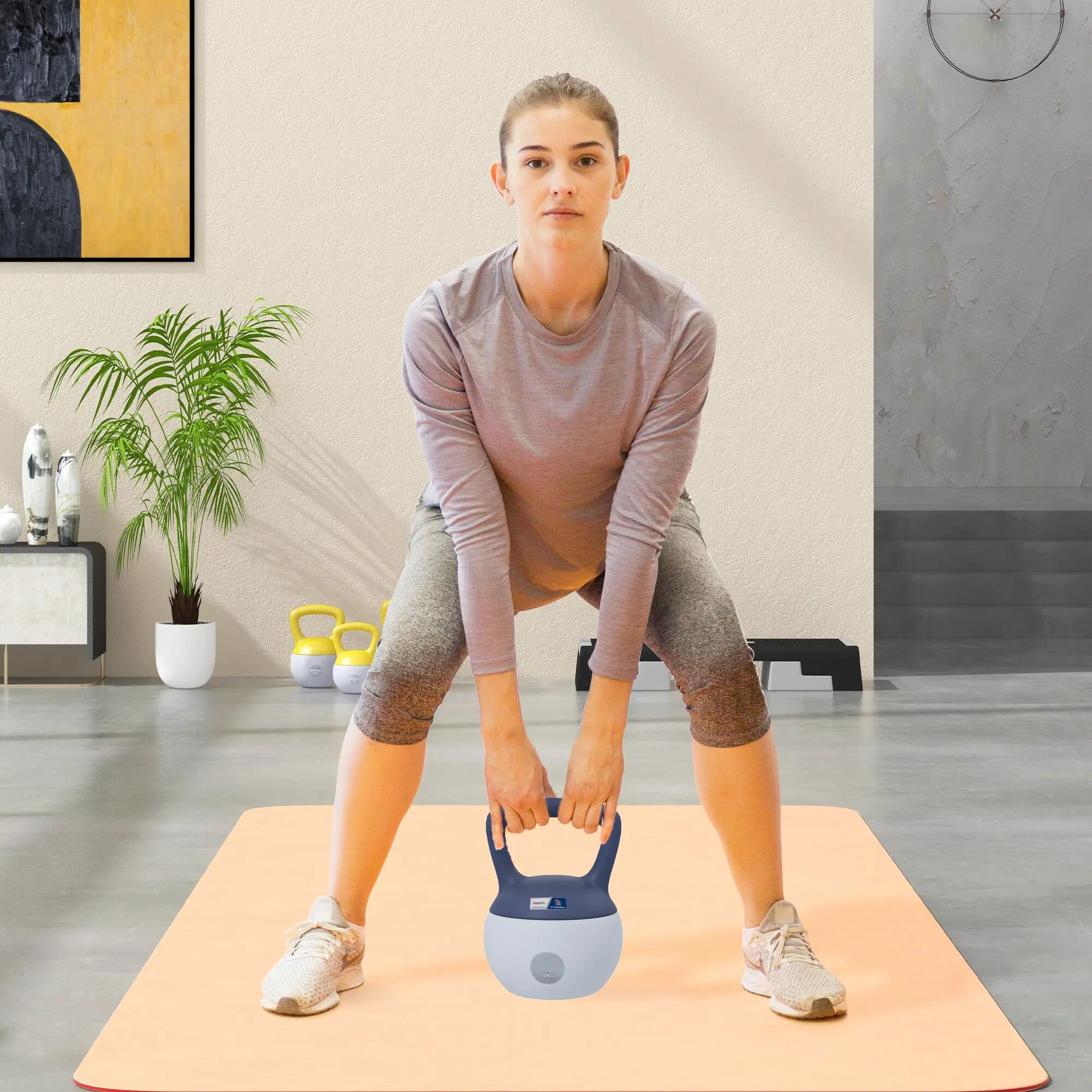 Kettlebell 10kg - Collaboration .fr x FFHandball - haltère avec poignée antidéra 3/9
