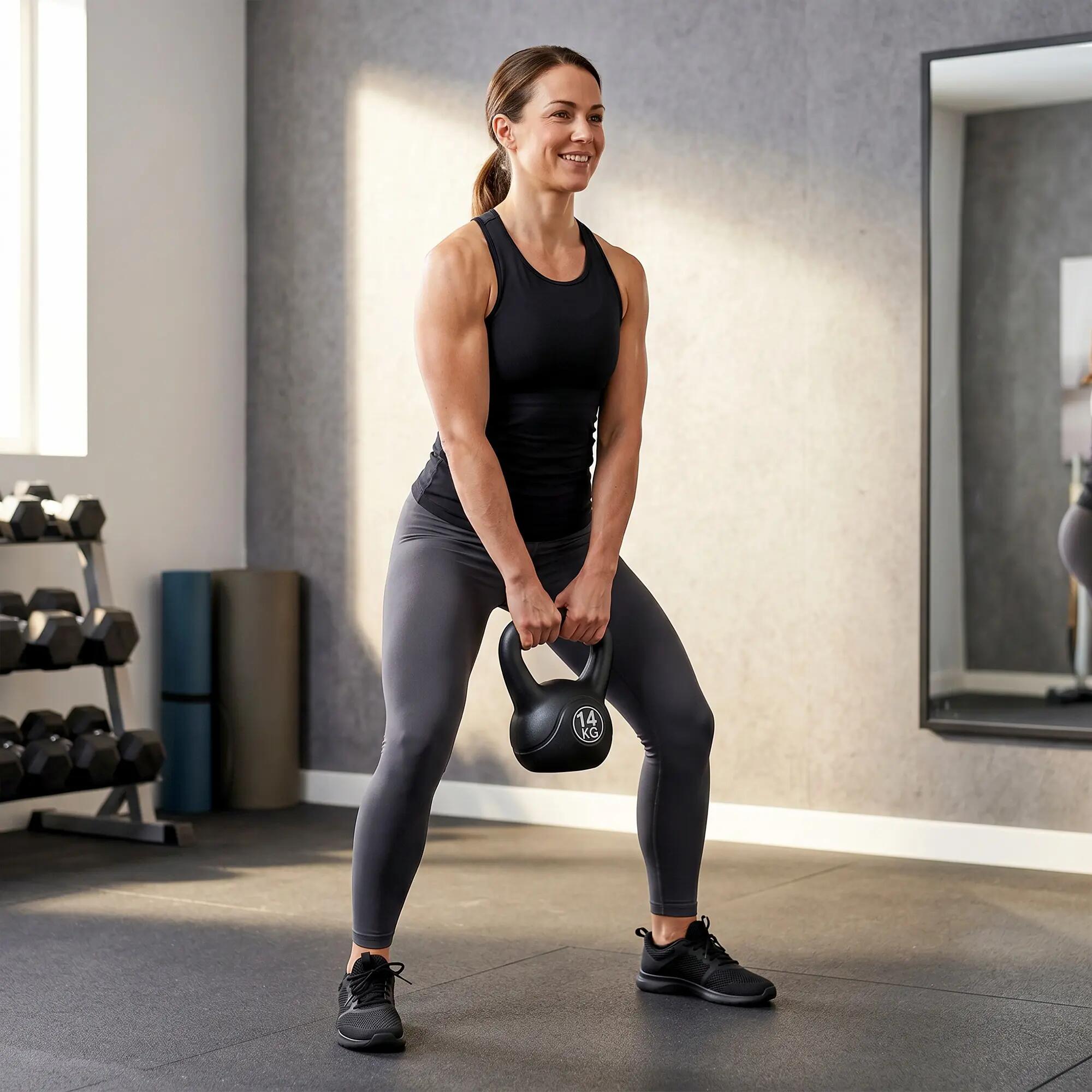 Kettlebell 14 kg, haltère avec poignée ergonomique, haltère à boule, musculation 4/9