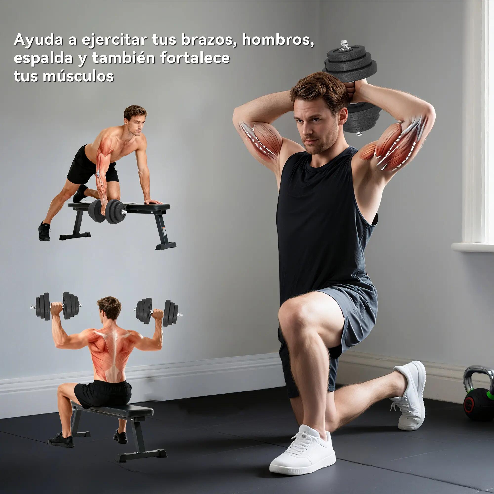 Ensemble d'haltères de musculation, poids total 40 kg (4 x 5 kg, 4 x 2,5 kg, 4 x 9/9