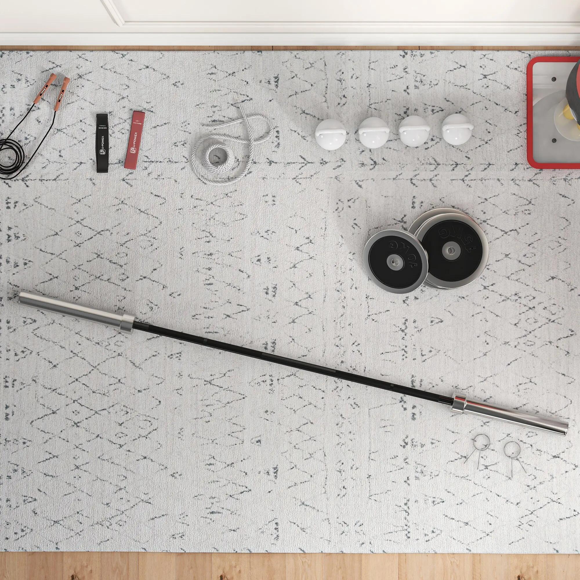 Barre de musculation en acier 180 cm Ø50 mm avec 2 fixations, capacité de charge 9/9