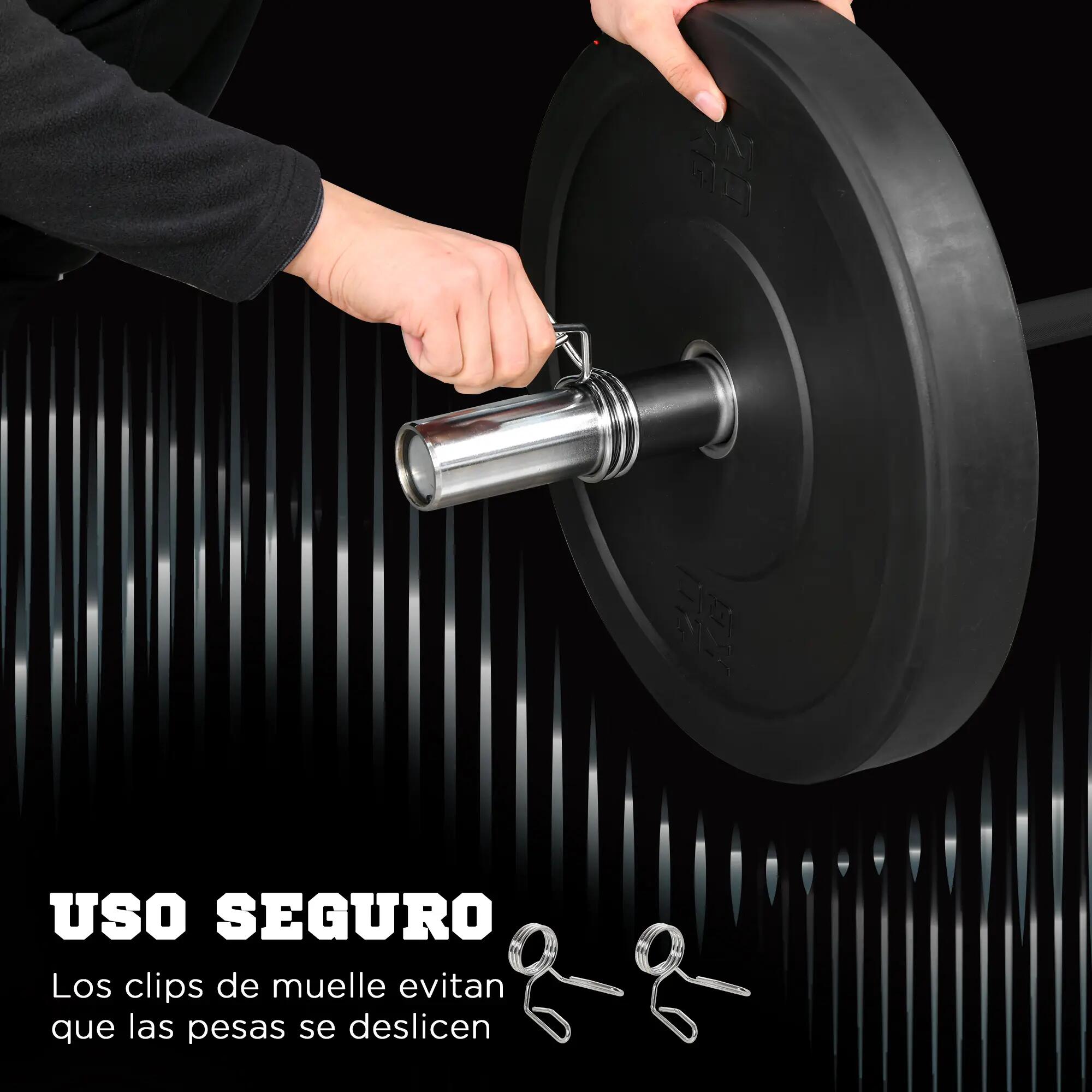 Barre de musculation en acier 180 cm Ø50 mm avec 2 fixations, capacité de charge 8/9