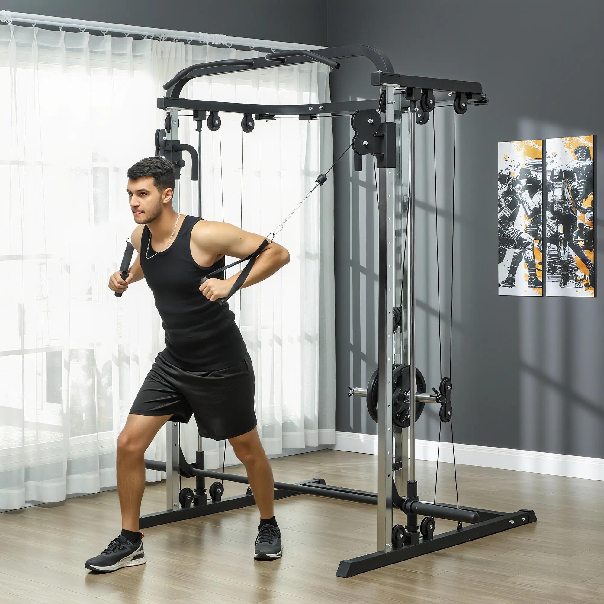 Station de musculation Fitness entrainement complet acier noir 5/5