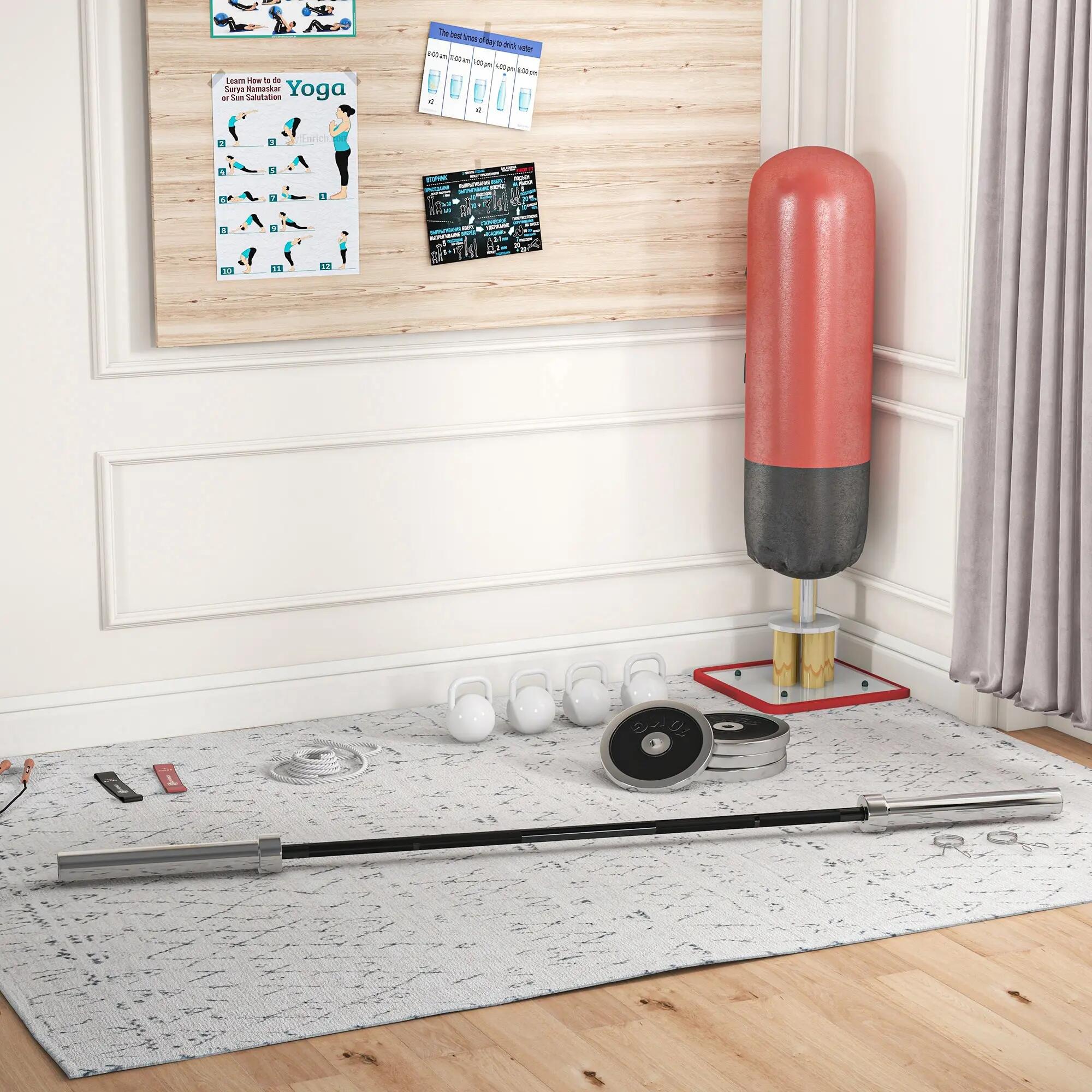 Barre de musculation en acier 180 cm Ø50 mm avec 2 fixations, capacité de charge 4/9