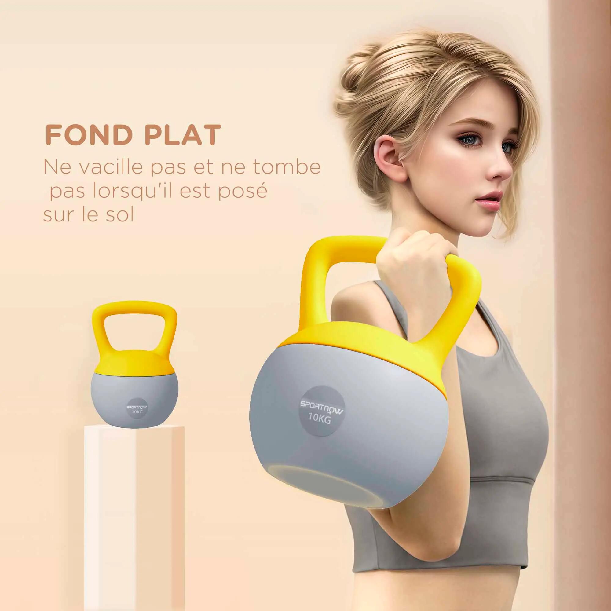 Kettlebell 10kg haltère avec poignée antidérapante pour fitness musculation card 8/9