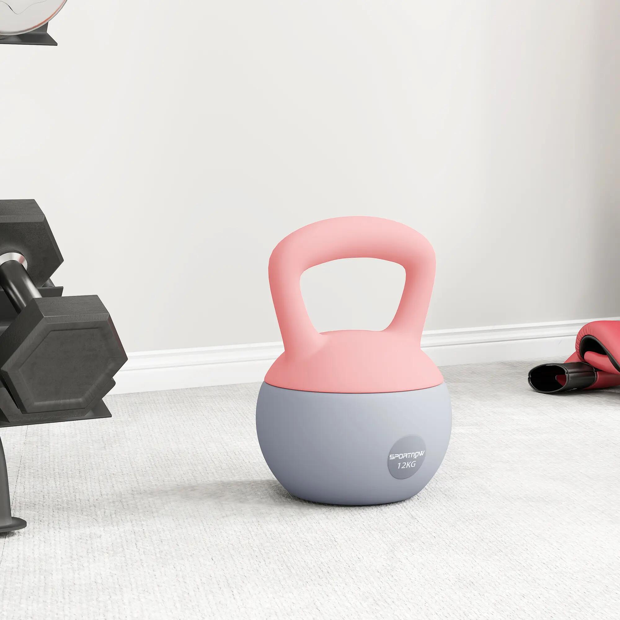 Kettlebell 12 kg rempli de sable, poignée antidérapante en métal, pour l'entraîn 9/9