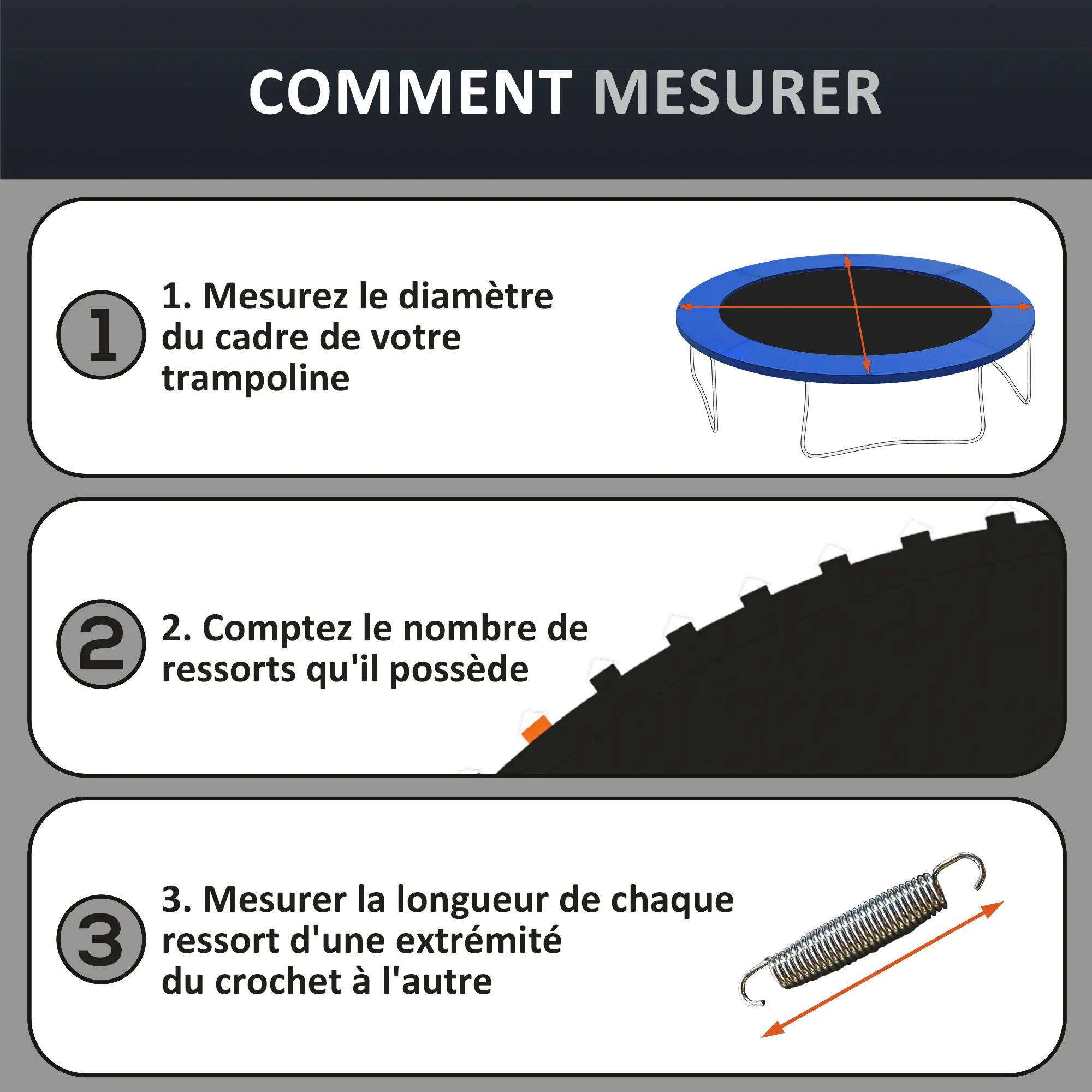 Tapis de rechange trampoline Ø 3,7m ressorts 14cm outil 72 crochets en V inclus 5/5