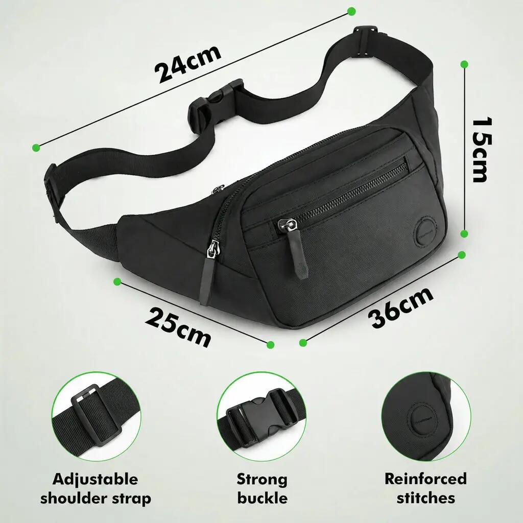 RFID-Bauchtasche, wasserabweisend, schwarz 5/6