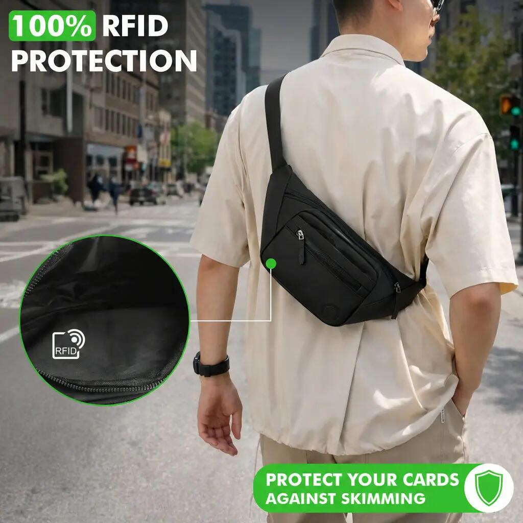 RFID-Bauchtasche, wasserabweisend, schwarz 2/6