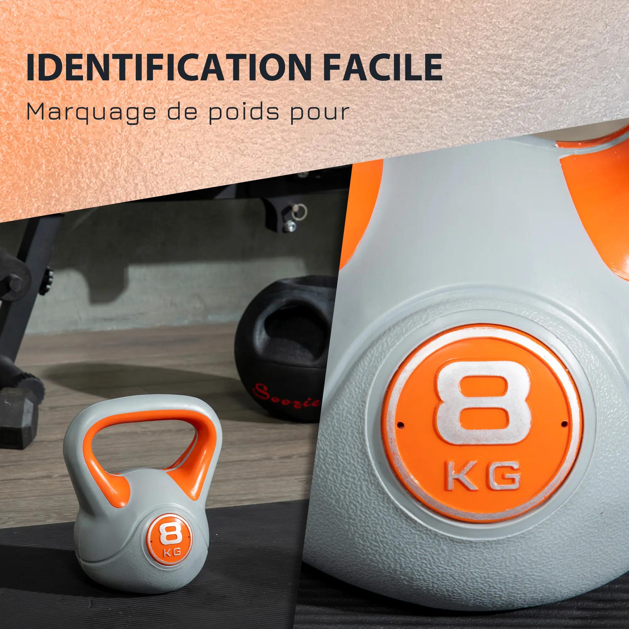 Kettlebell 8 kg, haltère avec poignée ergonomique, haltère à boule, musculation, 7/9