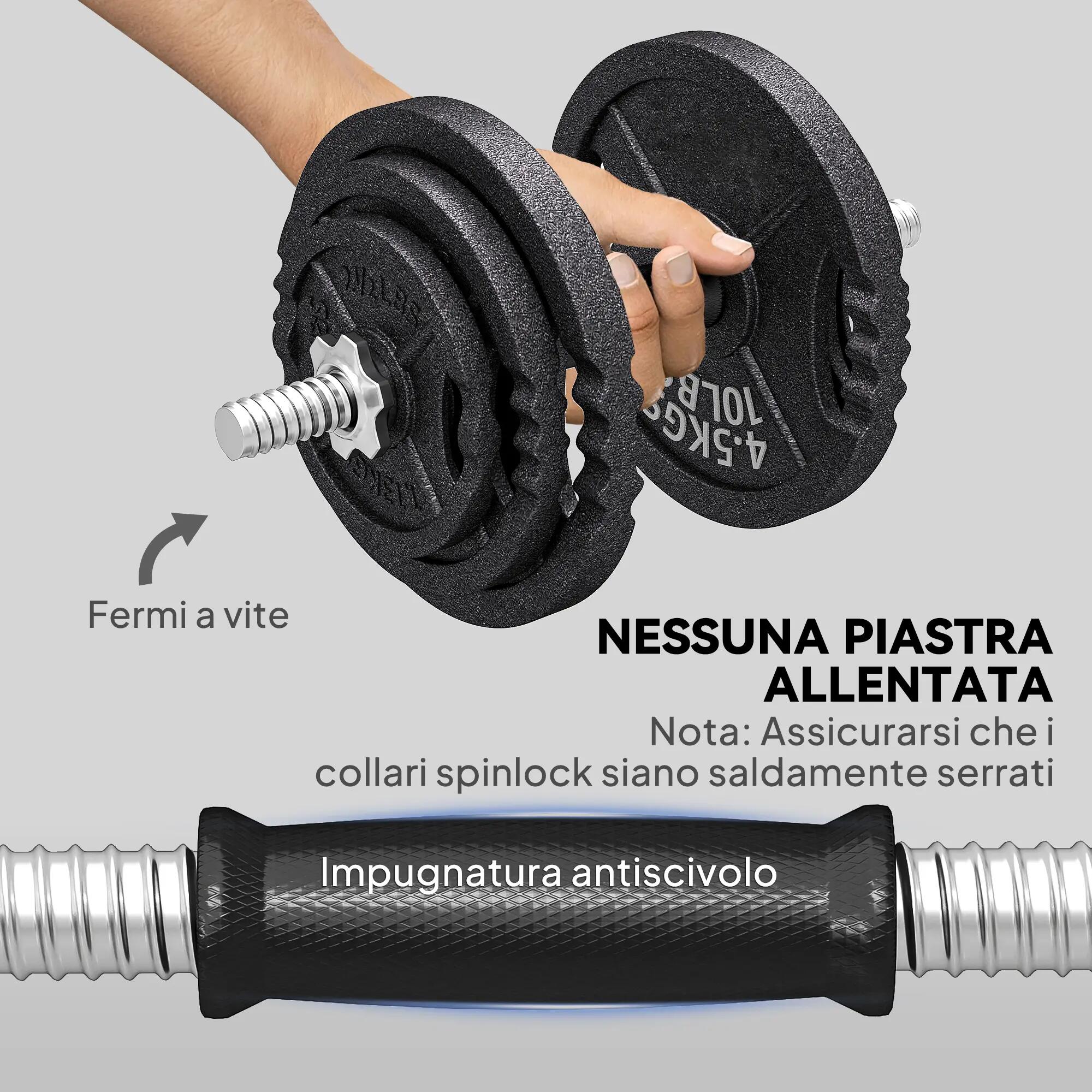 Kit de musculation 2 en 1 de 42 kg avec 14 disques, barre et haltères, acier, 18 7/9