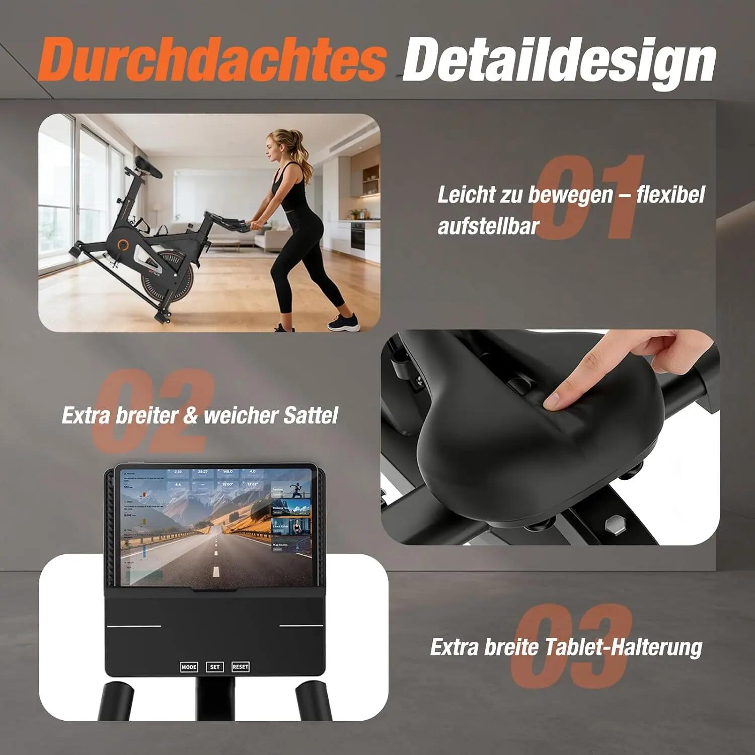 Vélo d’Appartement Magnétique Silencieux, Écran Numérique, Appli & écran LED 7/8