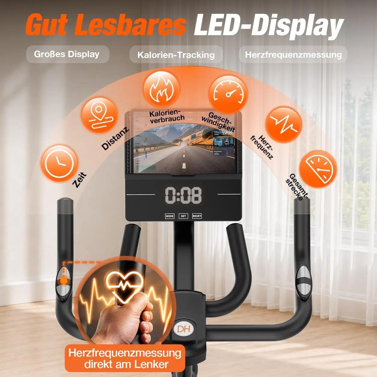 Vélo d’Appartement Magnétique Silencieux, Écran Numérique, Appli & écran LED 6/8