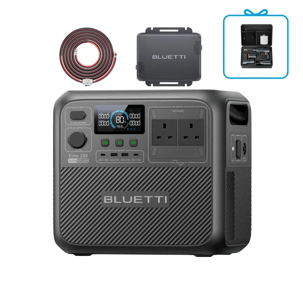 PowerStation BLUETTI Elite 200 V2+ Charger 1,2073.6Wh,Full Charge via Car for RV